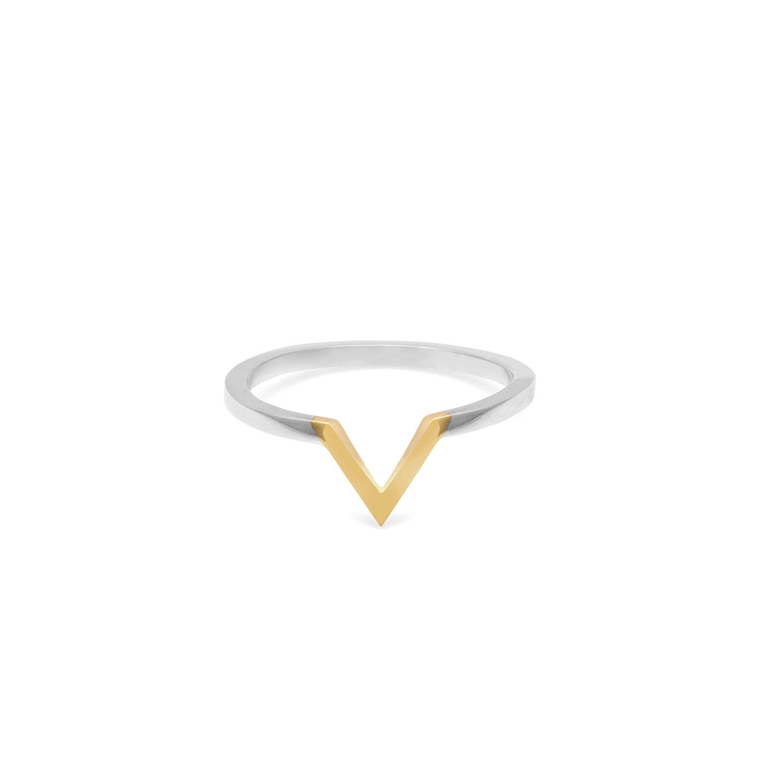Two-tone Triangle Ring - 18k Yellow & White Gold - Myia Bonner Jewellery