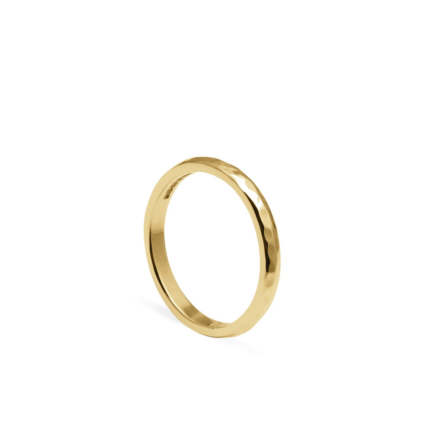 D-shape Hammered Ring - 18k Yellow Gold