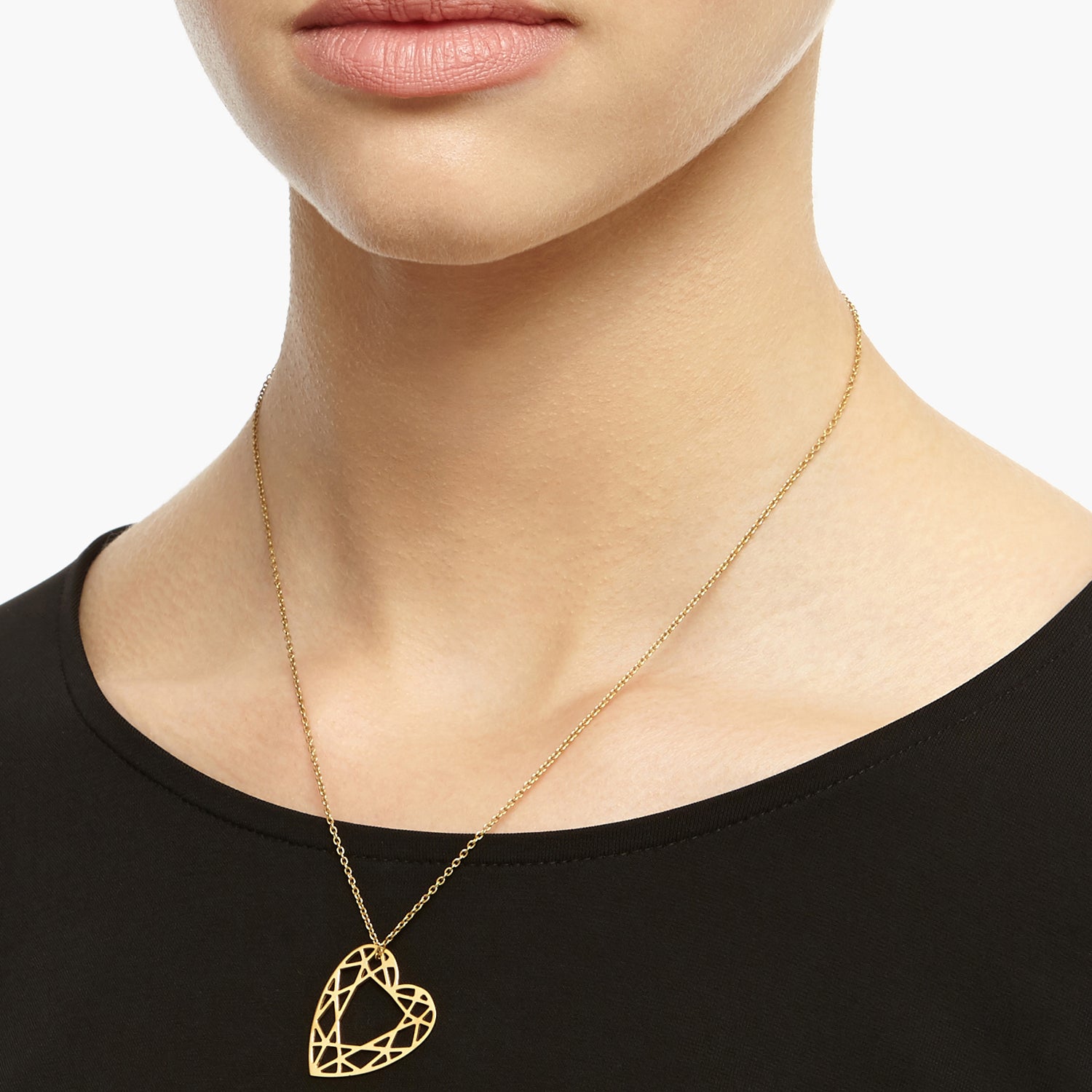 Medium Heart Diamond Necklace - Gold - Myia Bonner Jewellery
