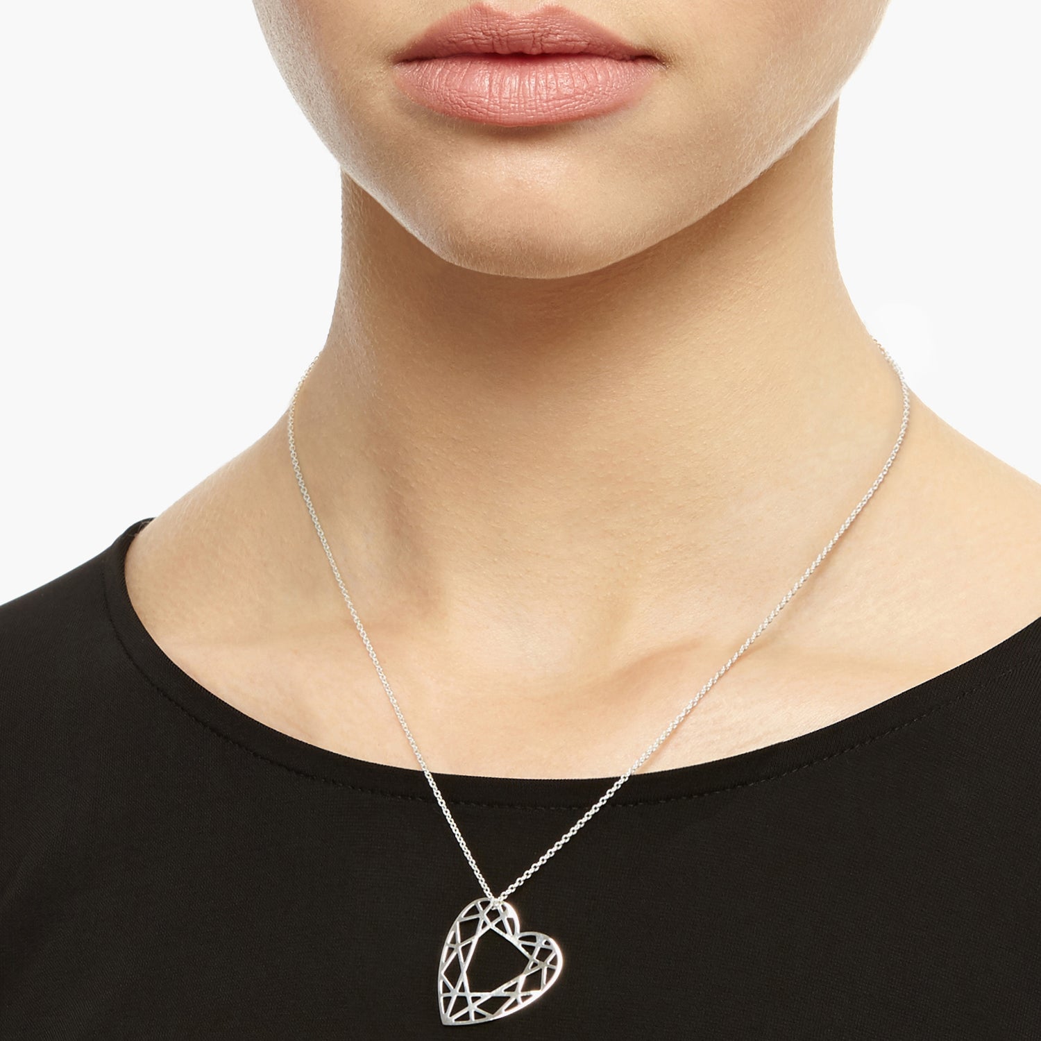 Medium Heart Diamond Necklace - Silver - Myia Bonner Jewellery