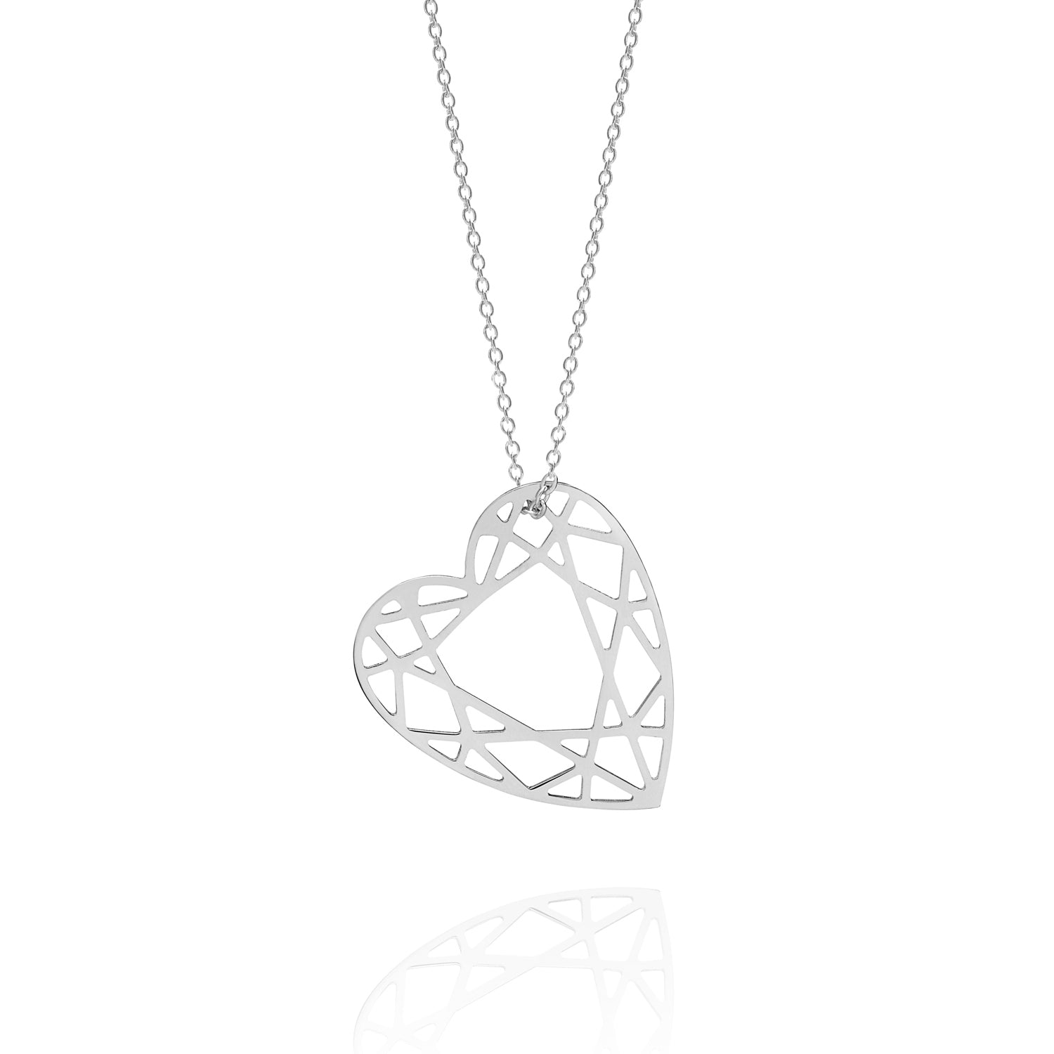 Medium Heart Diamond Necklace - Silver - Myia Bonner Jewellery
