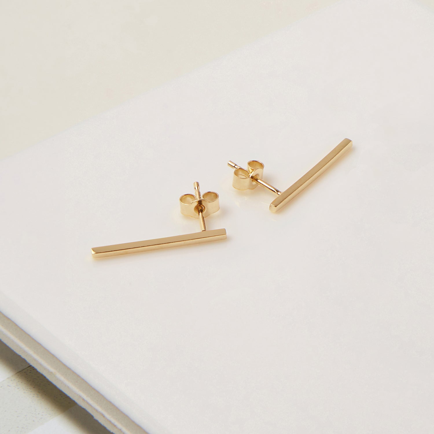 Long Bar Stud Earrings - Gold