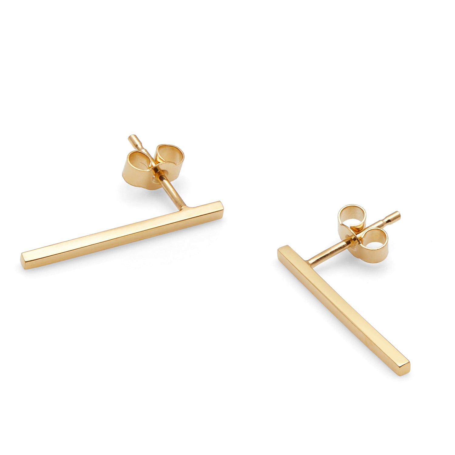 Long Bar Stud Earrings - Gold