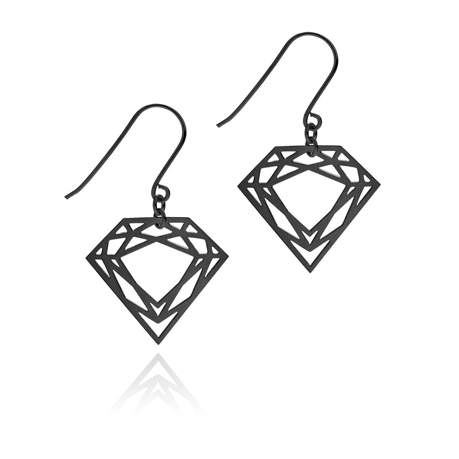 Classic Diamond Drop Earrings - Black - Myia Bonner Jewellery