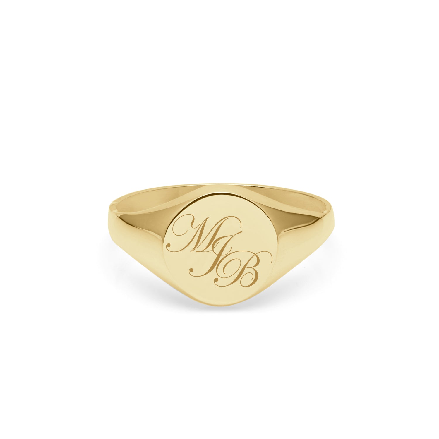 Triple Initial Edwardian Signet Ring - 9k Yellow Gold