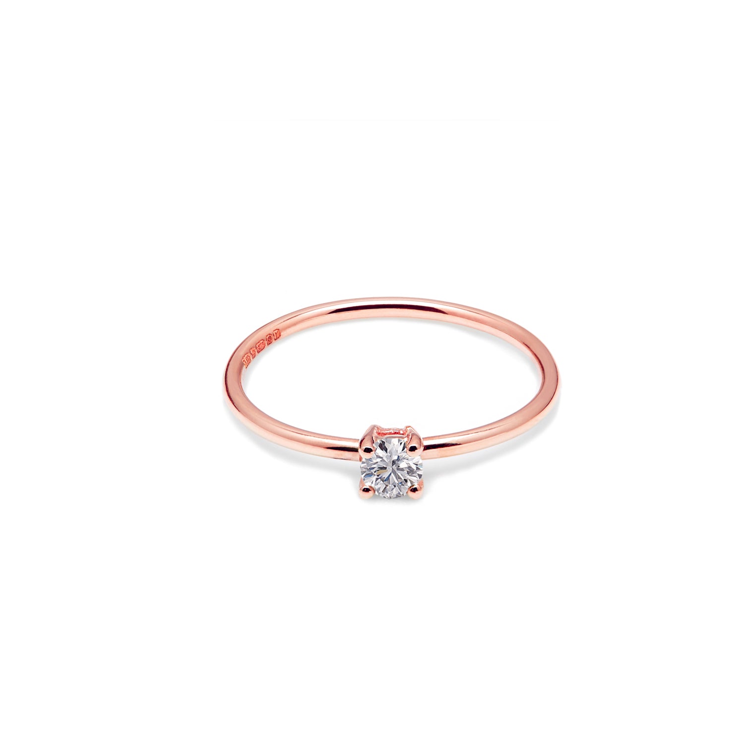 9k Rose Gold & Lab Grown Diamond Solitaire Ring