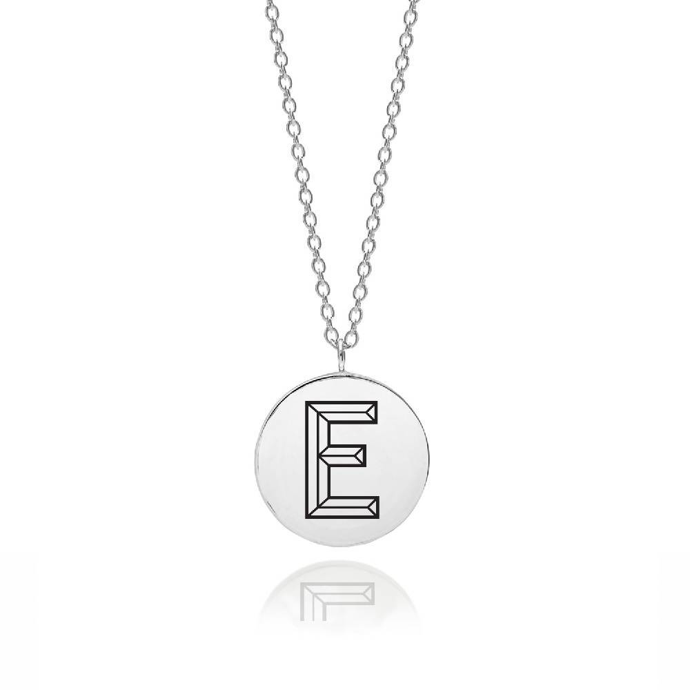 Facett Initial E Pendant - Silver - Myia Bonner Jewellery