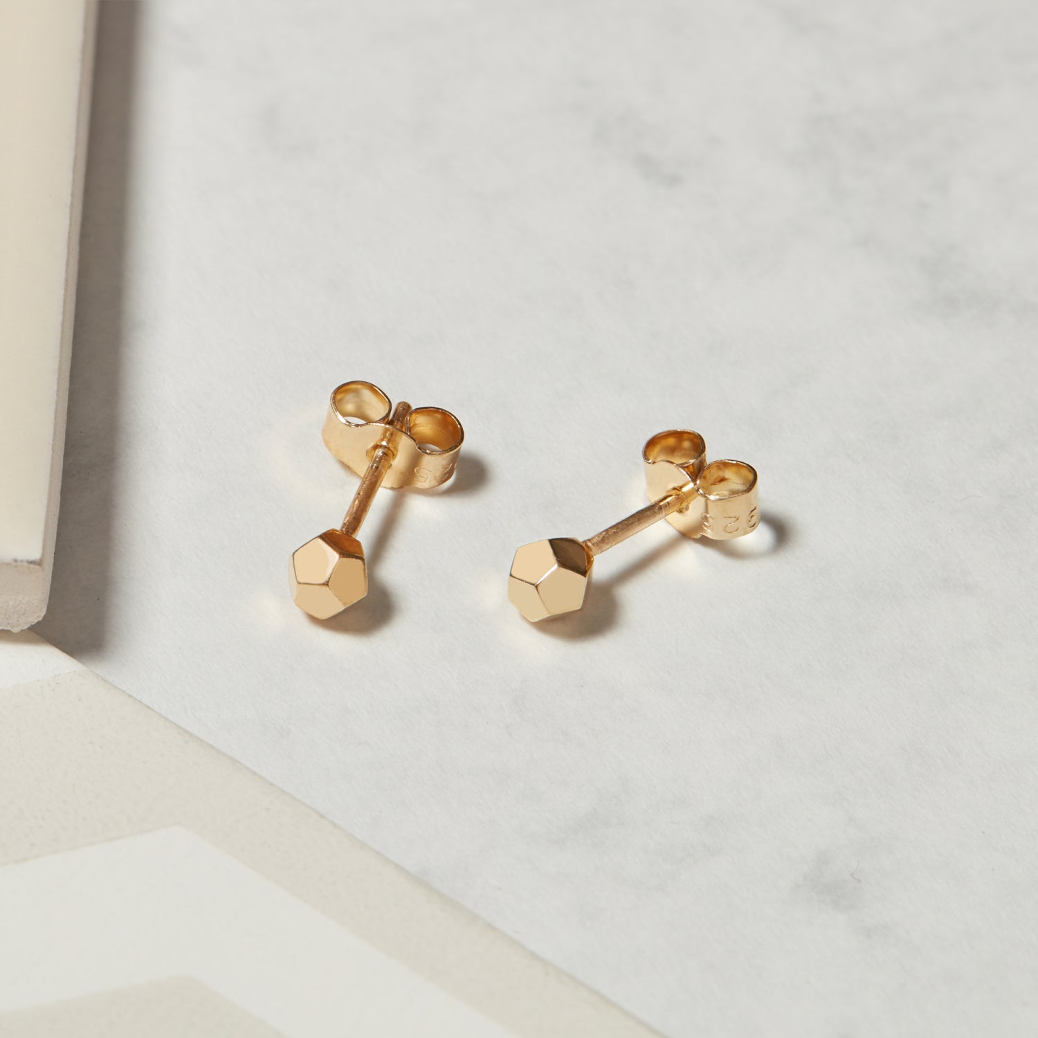 Dodecahedron Stud Earrings - 9k Yellow Gold