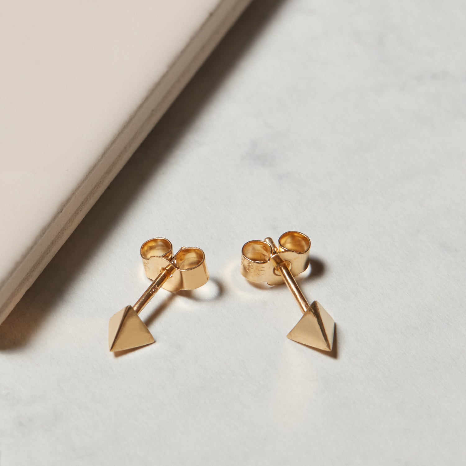 Tetrahedron Stud Earrings - 9k Yellow Gold