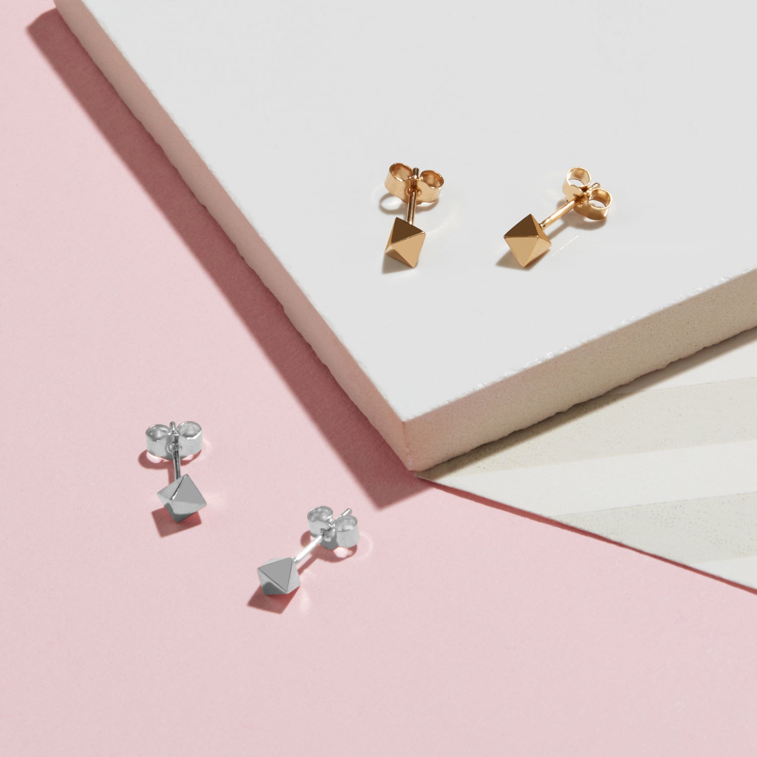 Octahedron Stud Earrings - Silver - Myia Bonner Jewellery