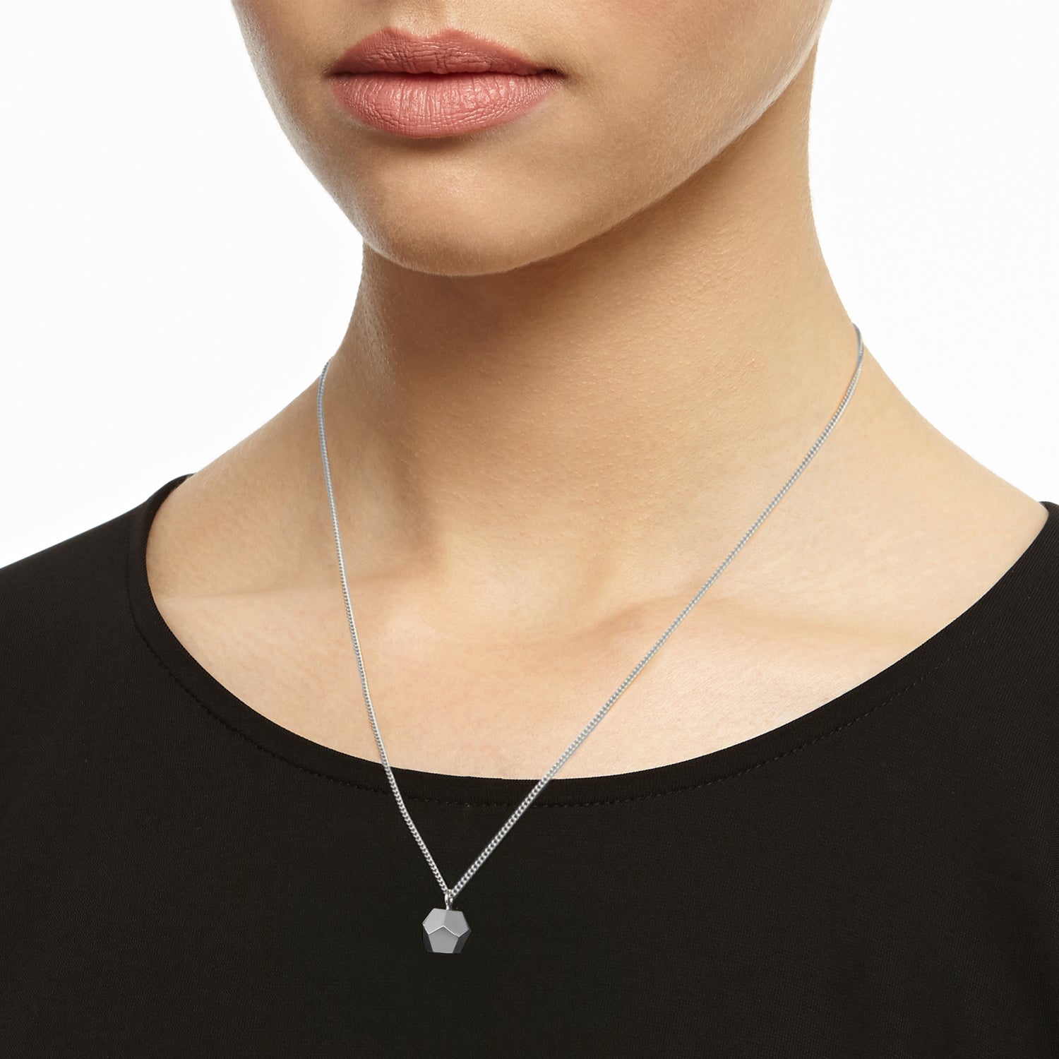 Dodecahedron Pendant Necklace - Silver