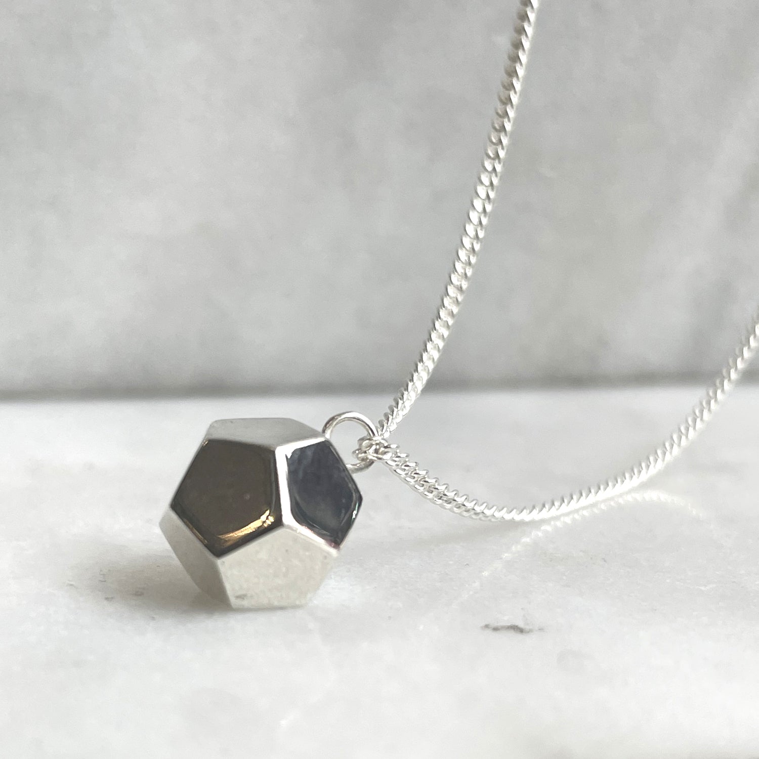Dodecahedron Pendant Necklace - Silver