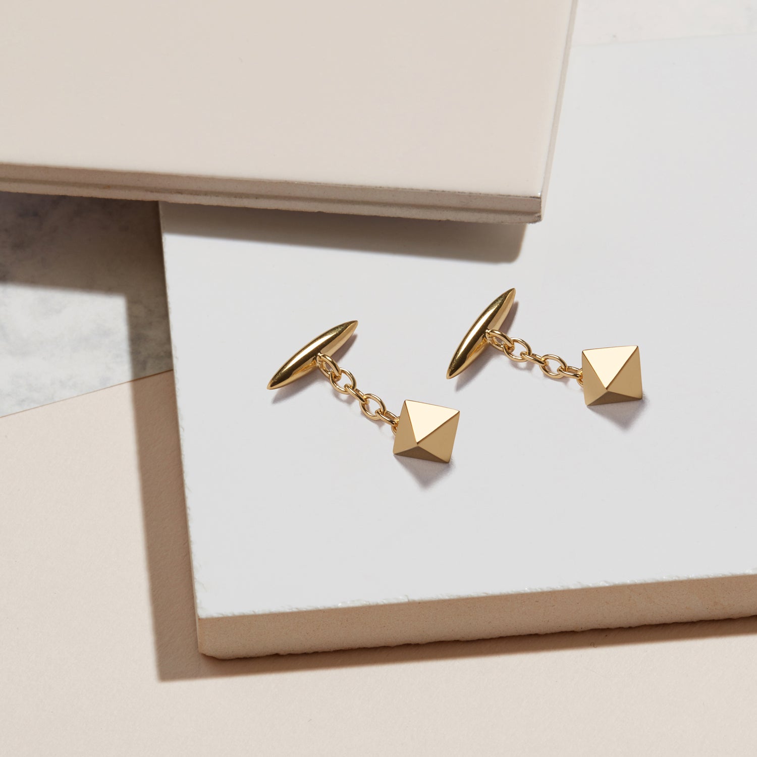 Octahedron Cufflinks - Gold