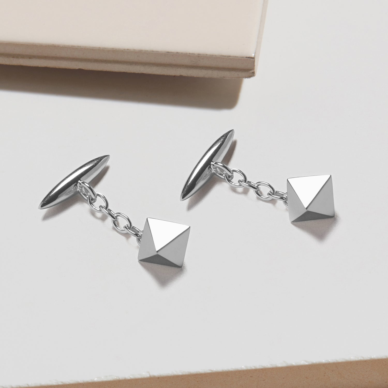 Octahedron Cufflinks - Silver