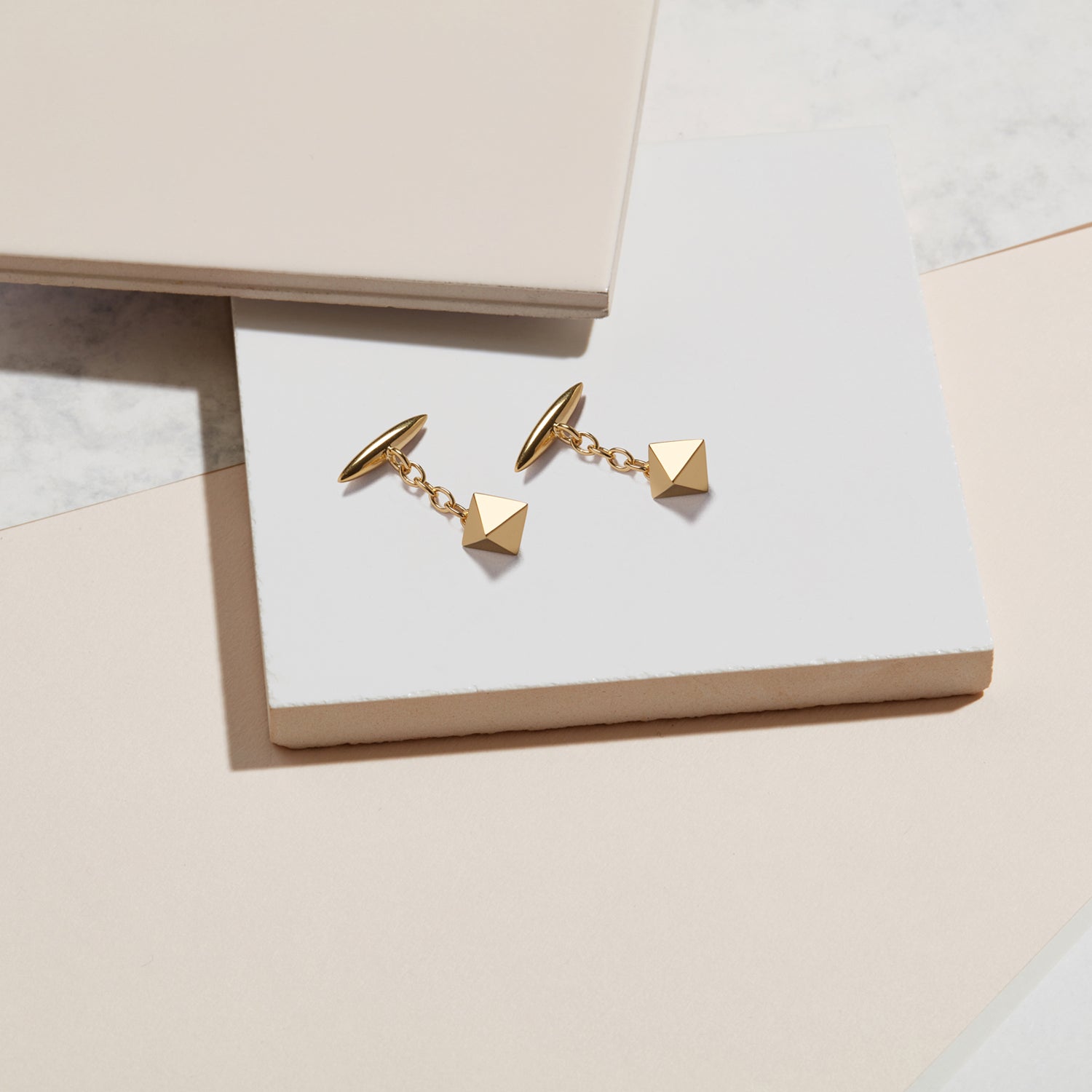 Octahedron Cufflinks - Gold