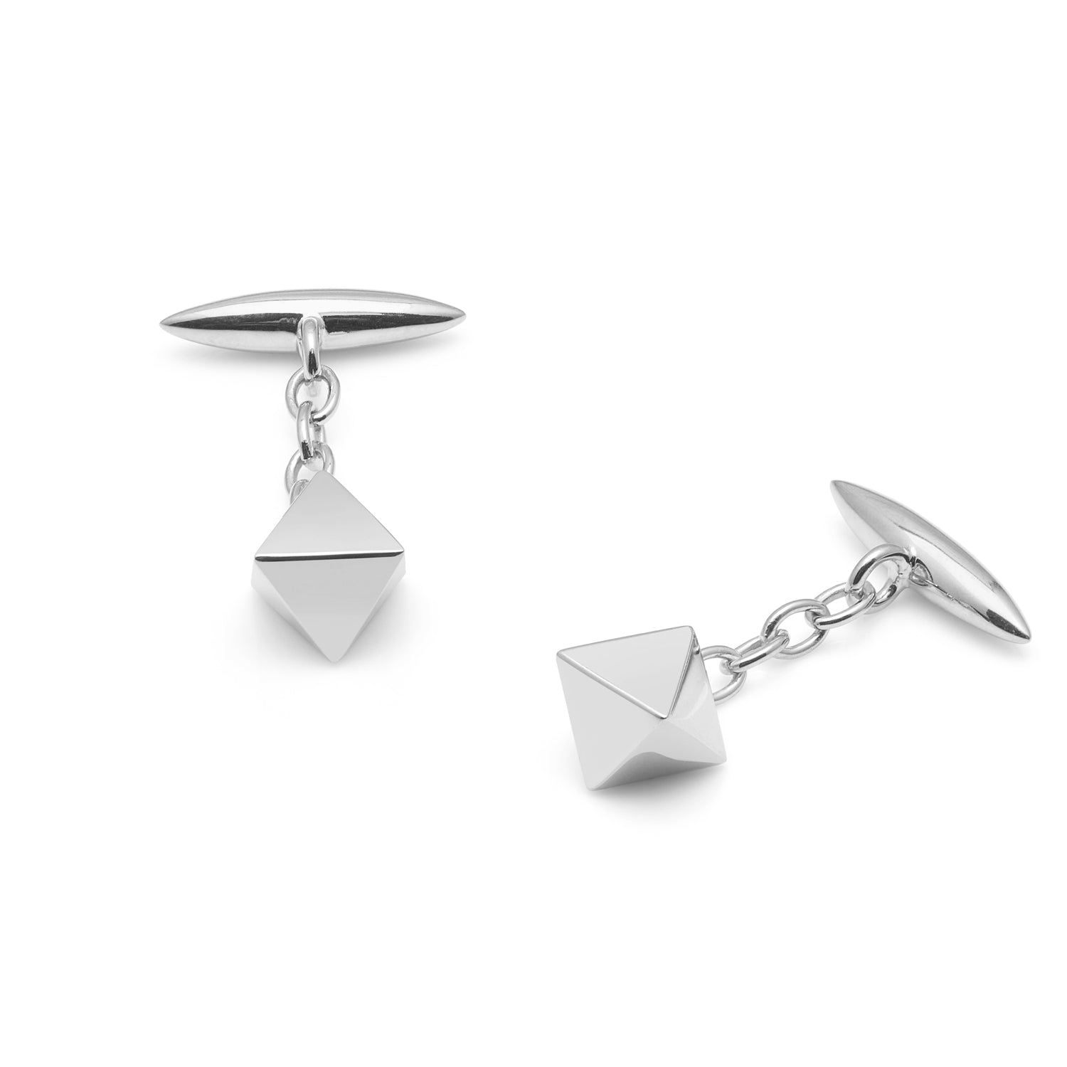 Octahedron Cufflinks - Silver