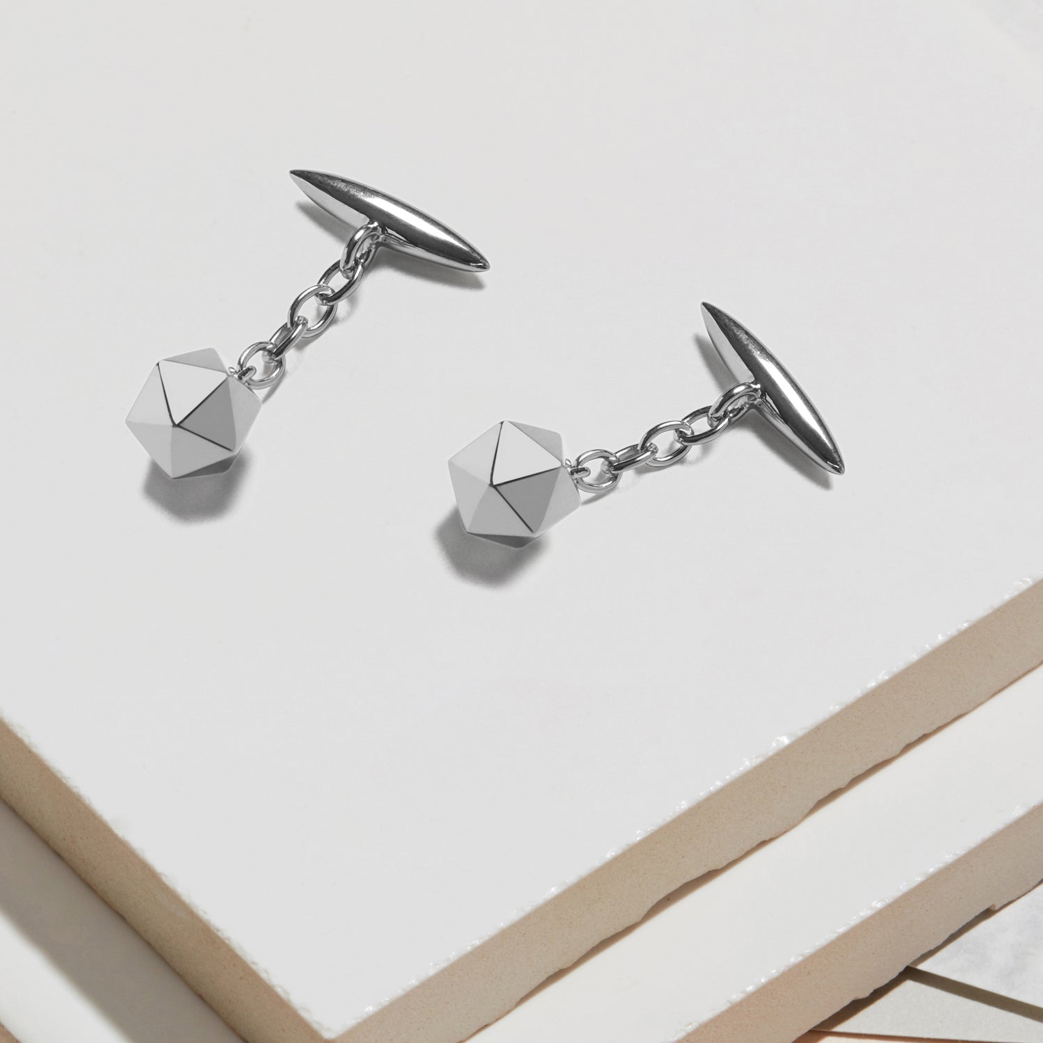 Icosahedron Cufflinks - Silver