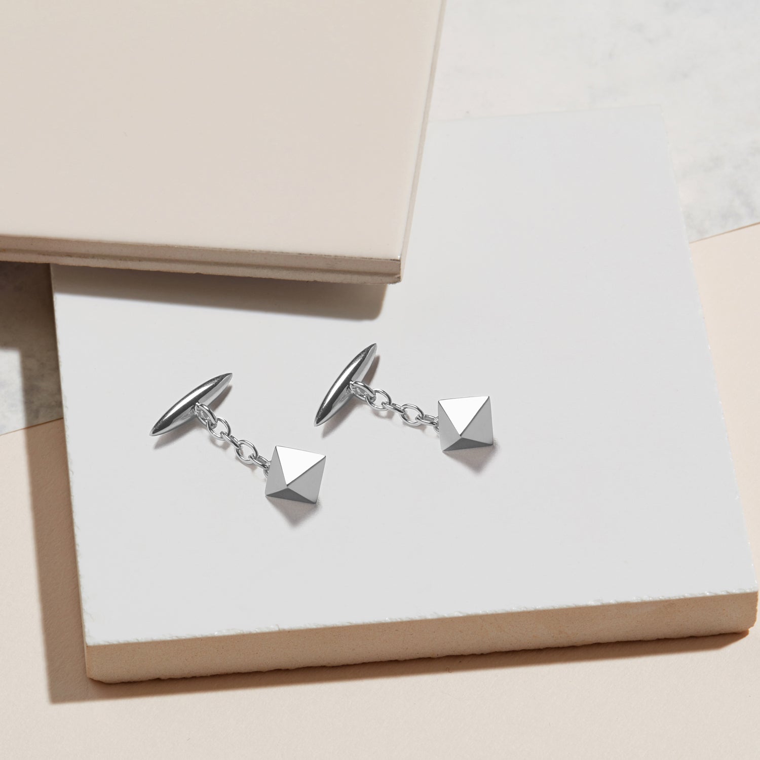 Octahedron Cufflinks - Silver