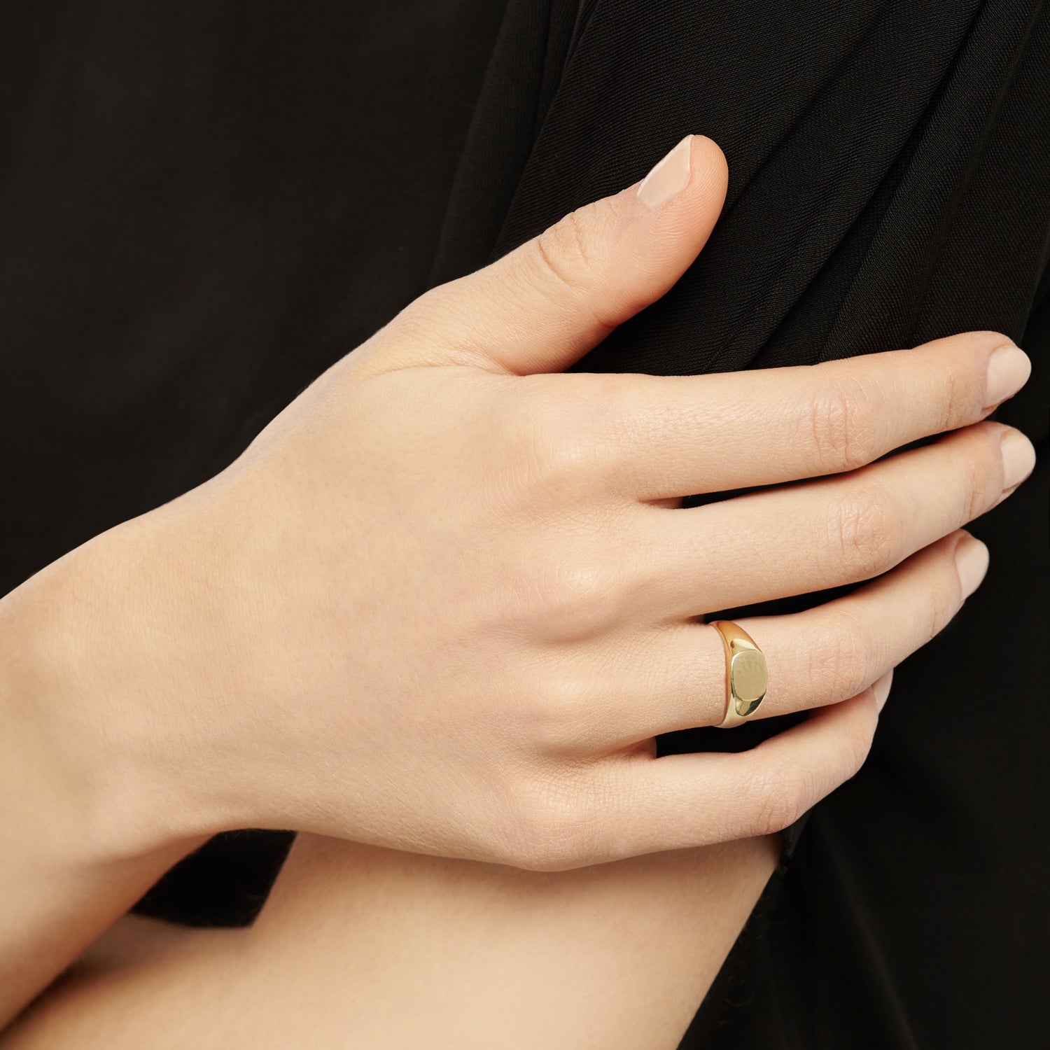 Double Initial Edwardian Cushion Signet Ring - 9k Yellow Gold