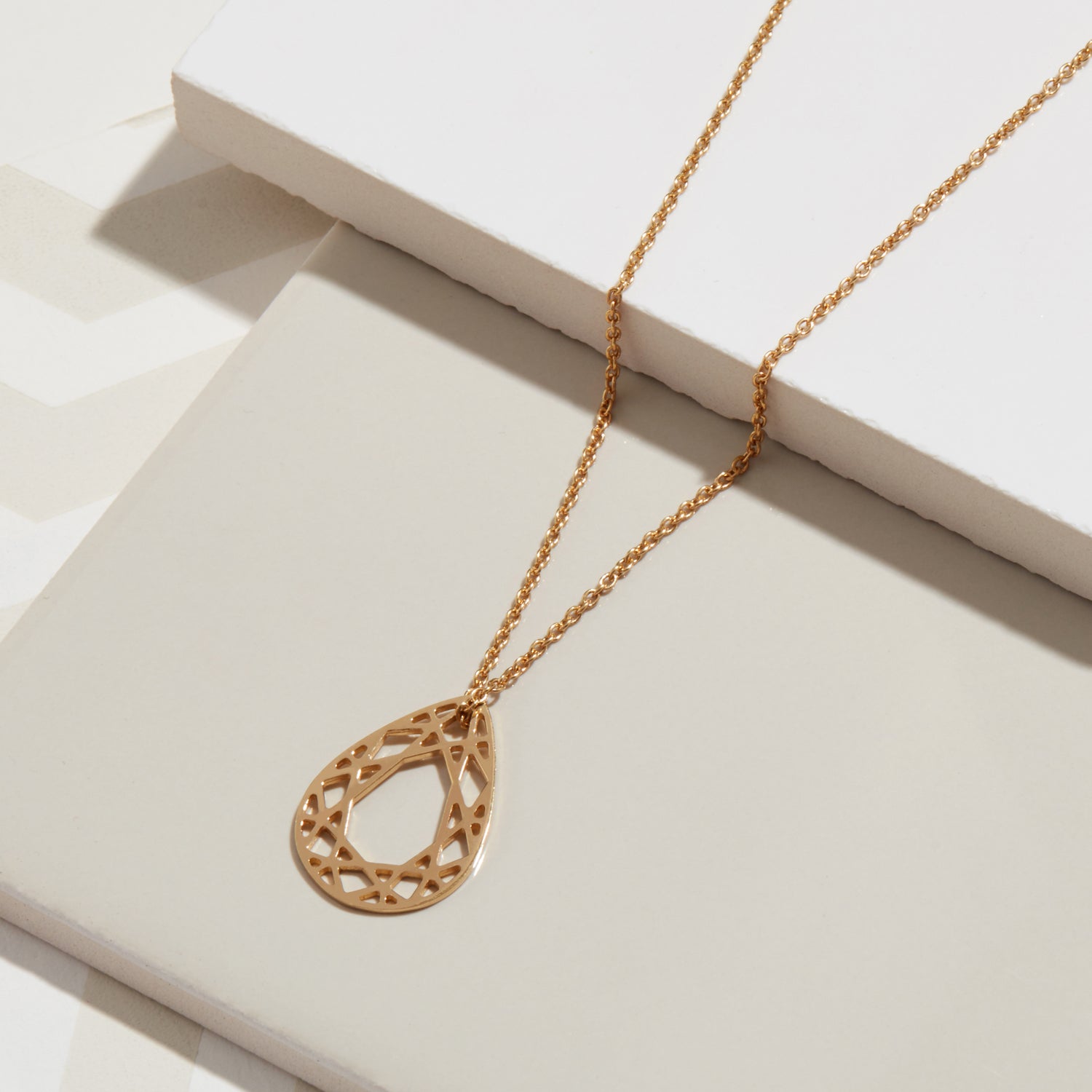 Small Pear Diamond Necklace - Gold