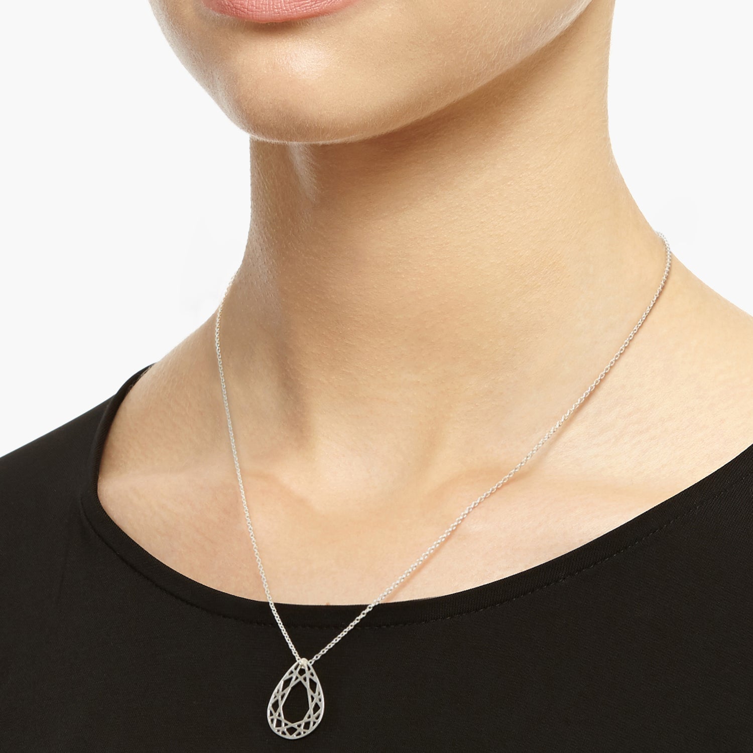 Small Pear Diamond Necklace - Silver - Myia Bonner Jewellery