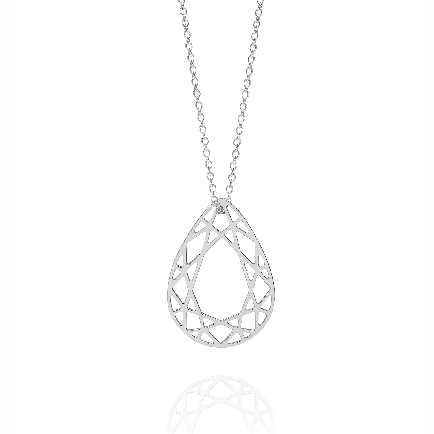 Medium Pear Diamond Necklace - Silver - Myia Bonner Jewellery