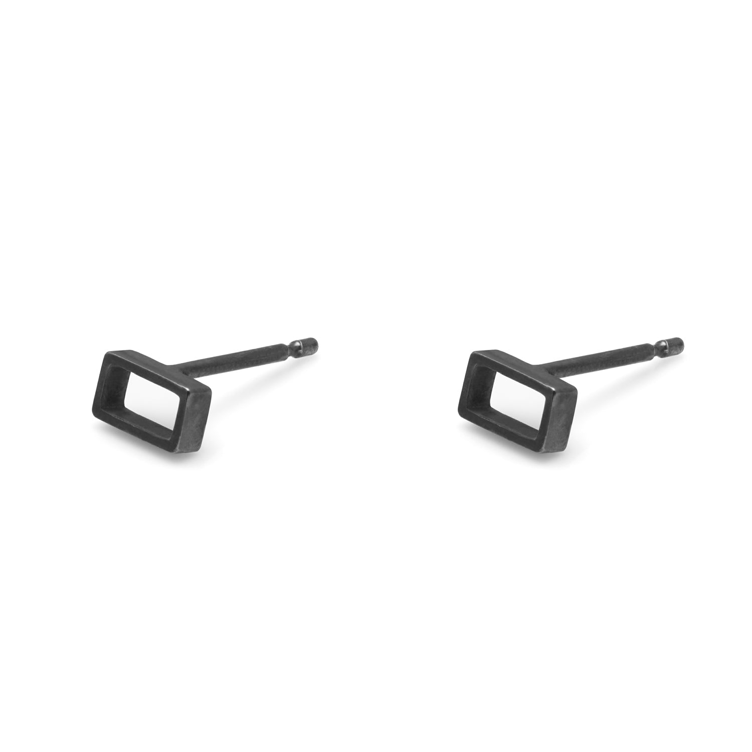 Horizontal Oblong Stud Earrings - Oxidised Silver - Myia Bonner Jewellery