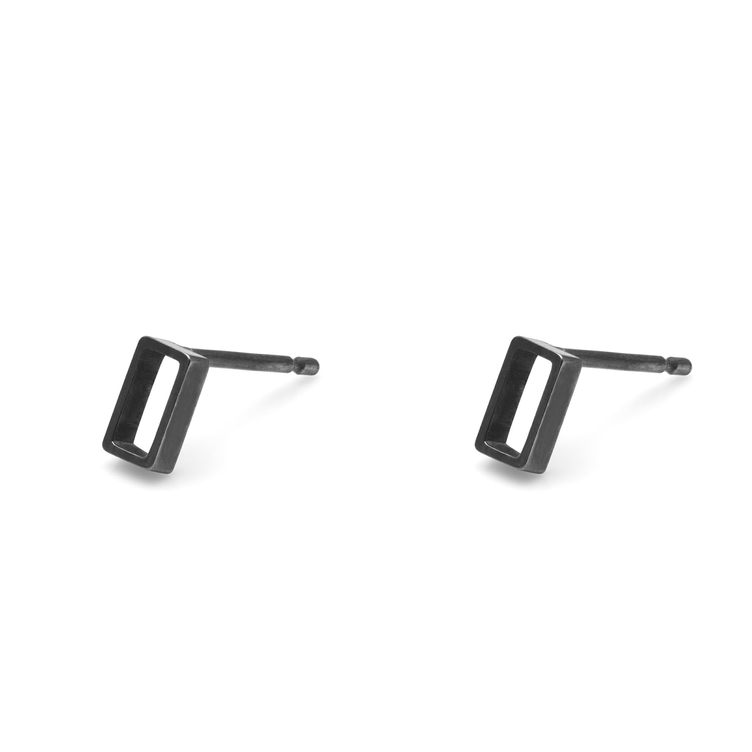 Horizontal Oblong Stud Earrings - Oxidised Silver - Myia Bonner Jewellery