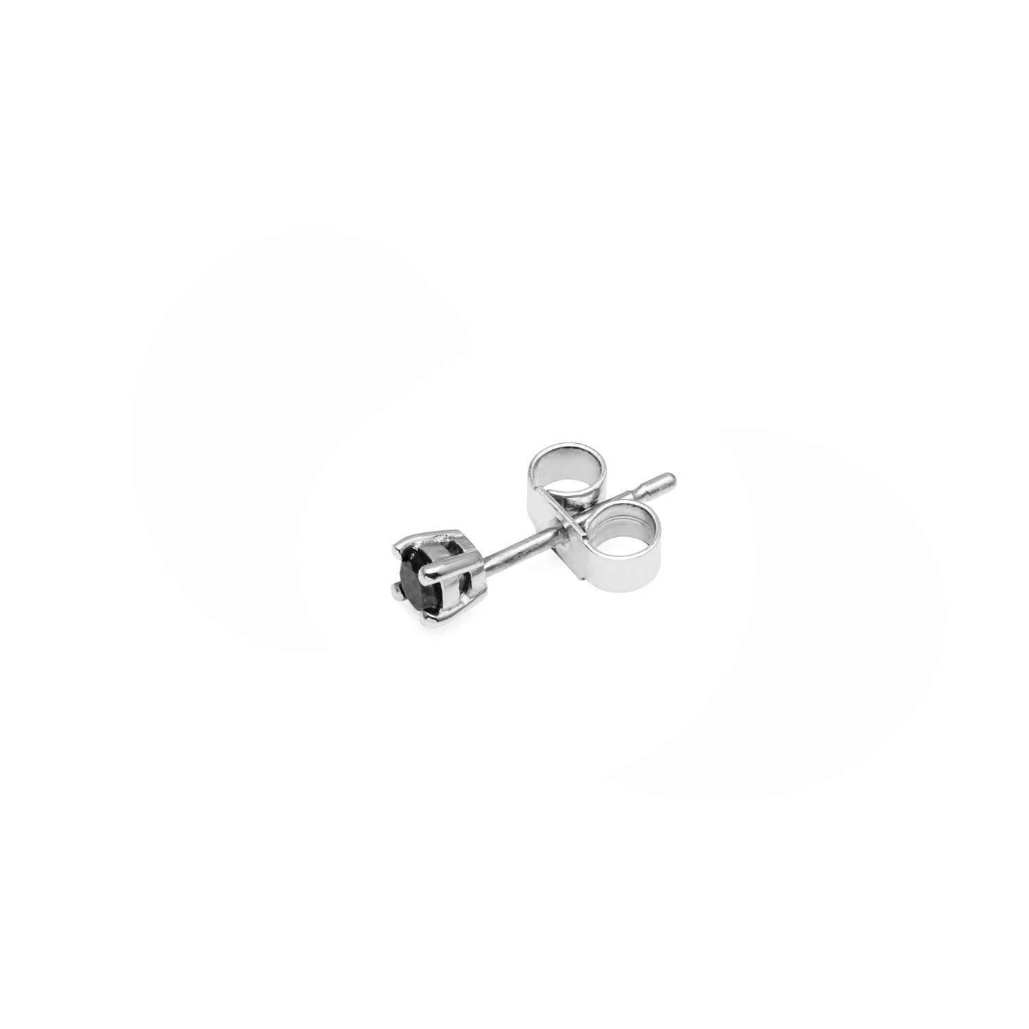 Single 9k White Gold & Black Diamond Stud Earring