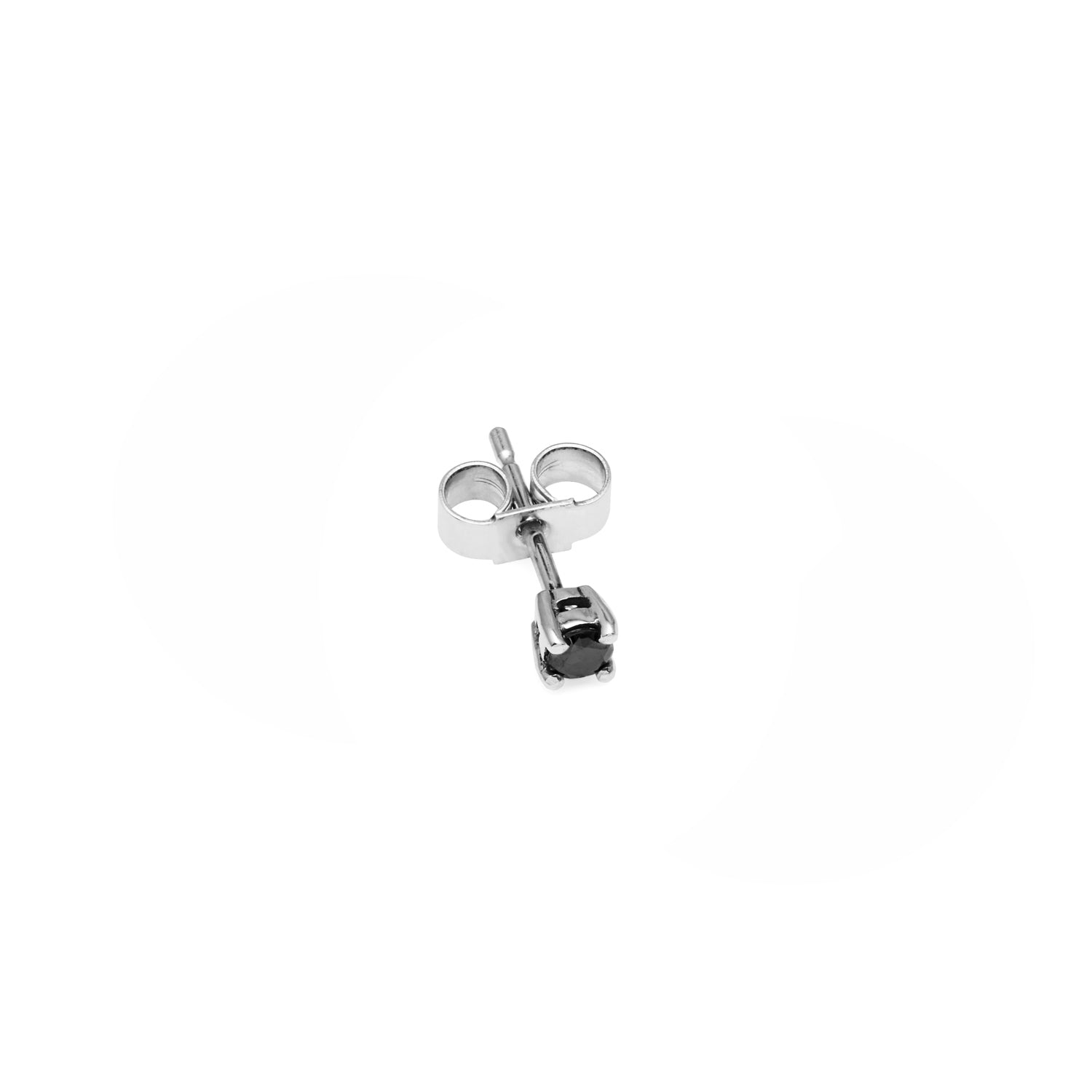 Single 9k White Gold & Black Diamond Stud Earring