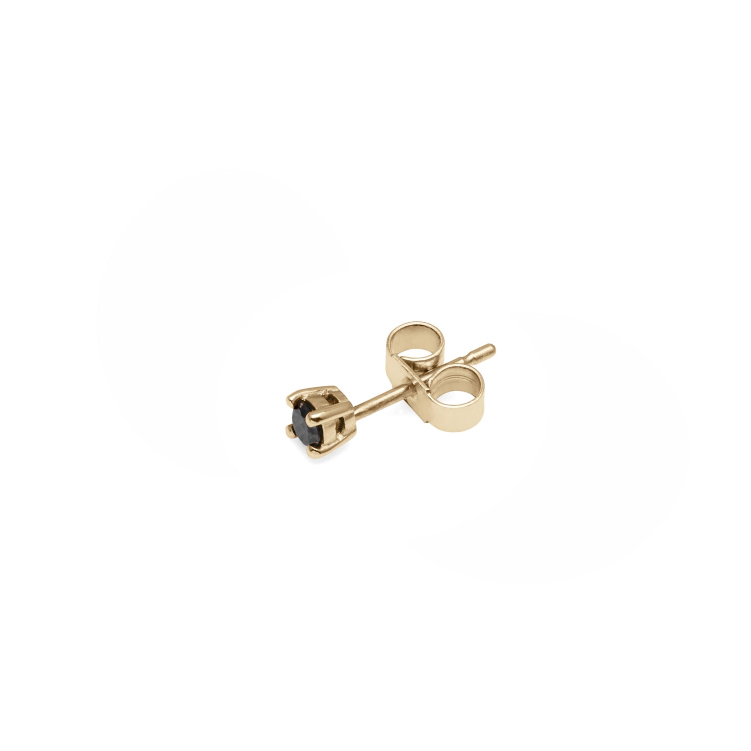 Single 18k Yellow Gold & Black Diamond Stud Earring