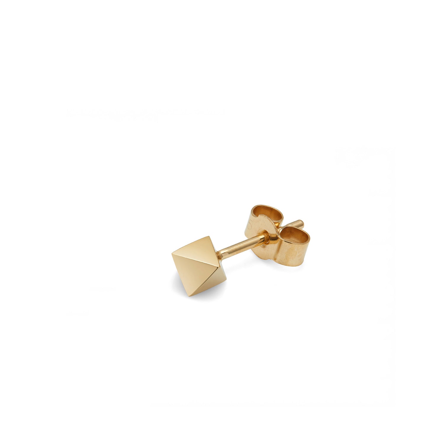Single Octahedron Stud Earring - Gold