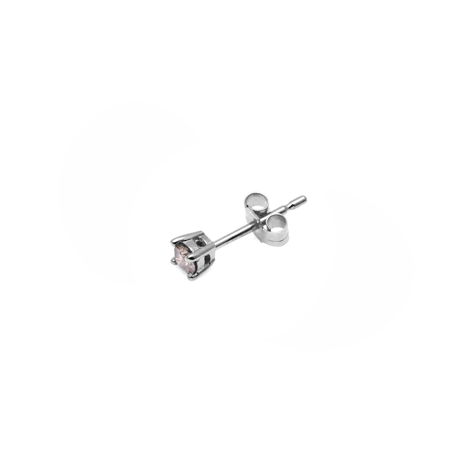 Single 9k White Gold & Salt & Pepper Diamond Stud Earring