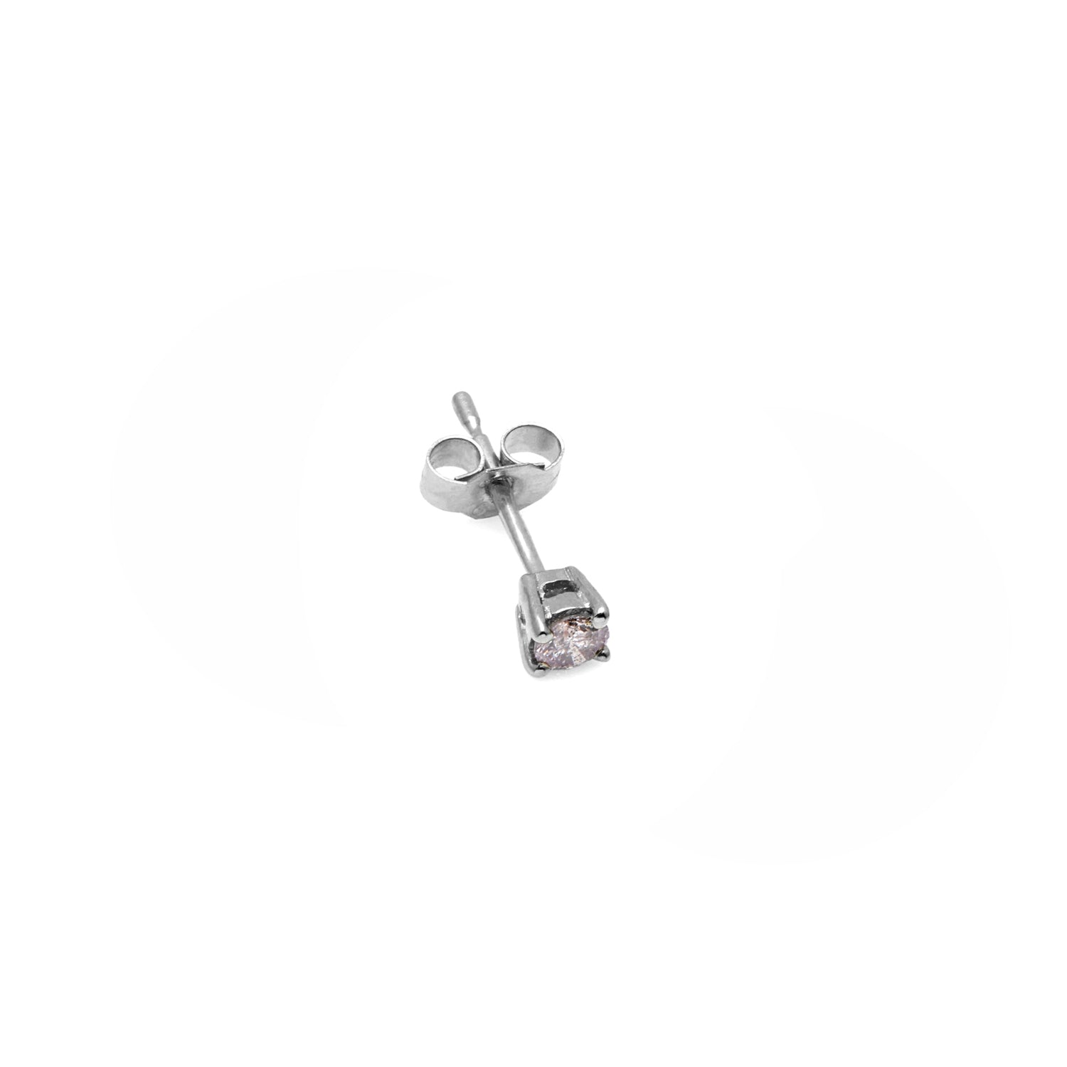 Single 18k White Gold & Salt & Pepper Diamond Stud Earring