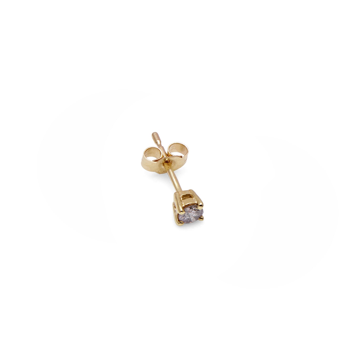 Single 9k Yellow Gold & Salt & Pepper Diamond Stud Earring