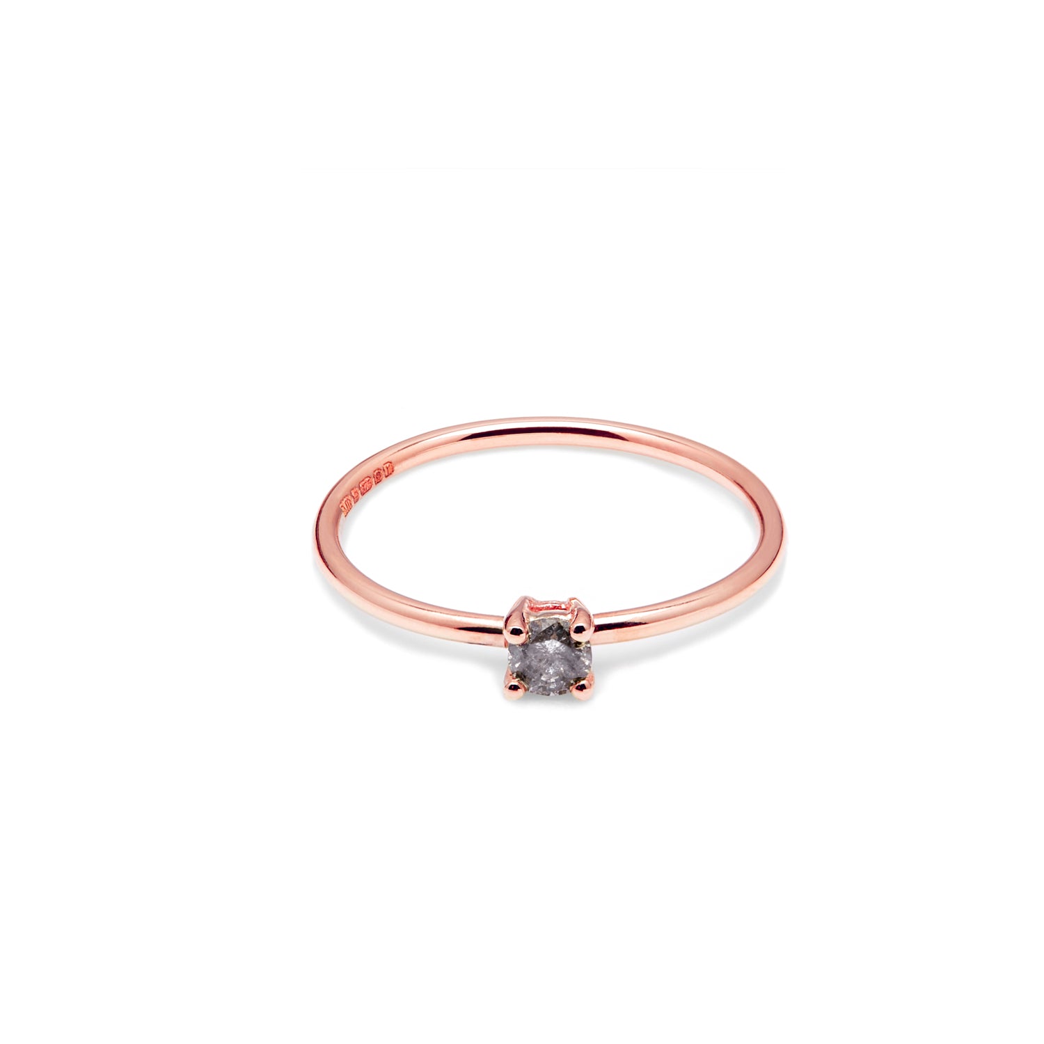 9k Rose Gold & Salt & Pepper Diamond Solitaire Ring - Myia Bonner Jewellery