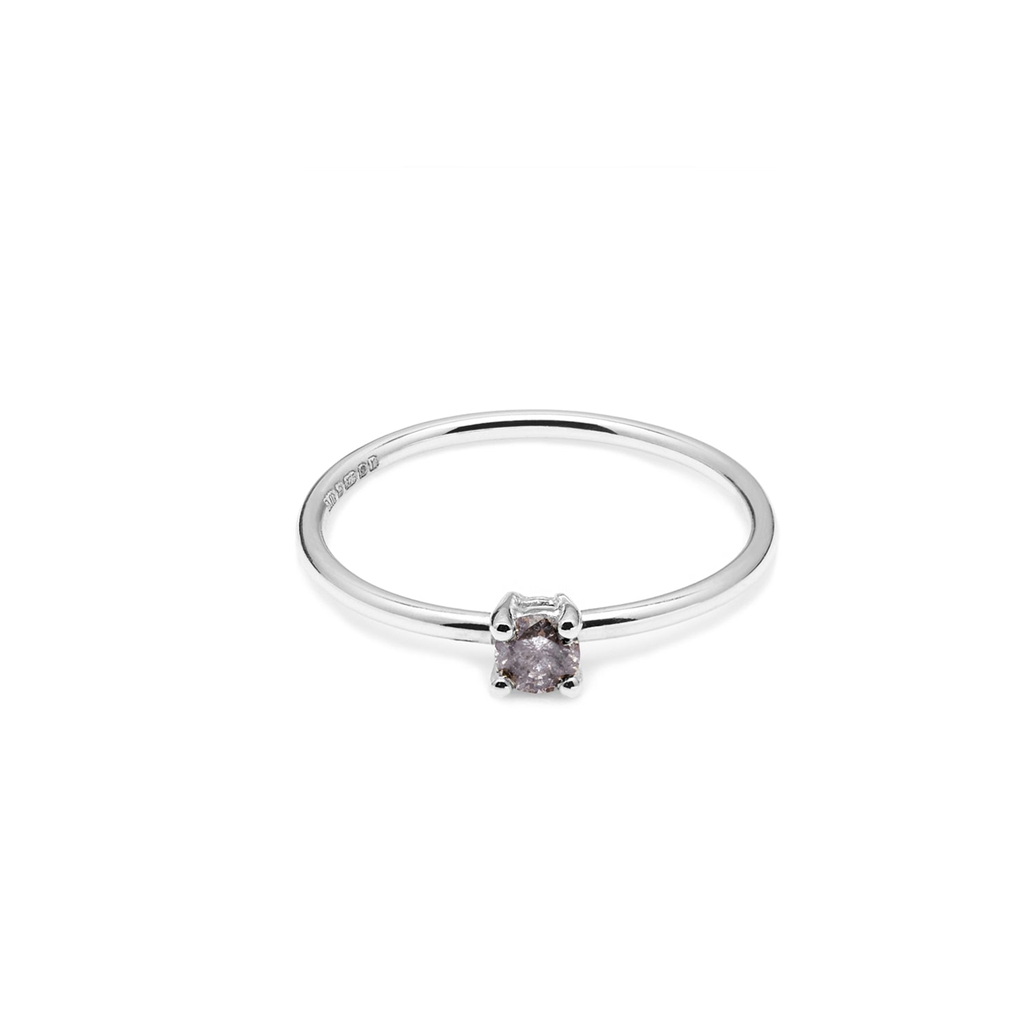 9k White Gold & Salt & Pepper Diamond Solitaire Ring - Myia Bonner Jewellery