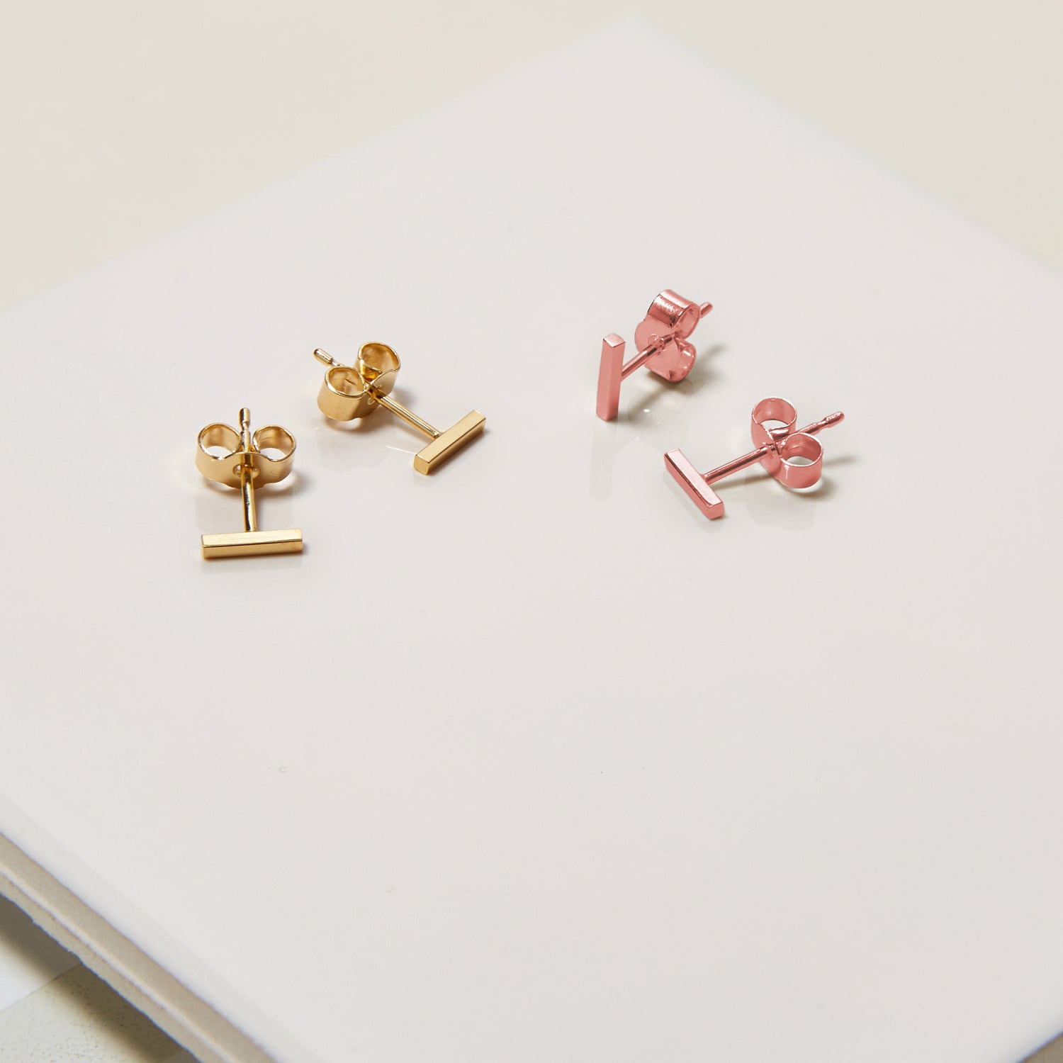 Mini Bar Stud Earrings - 9k Rose Gold - Myia Bonner Jewellery