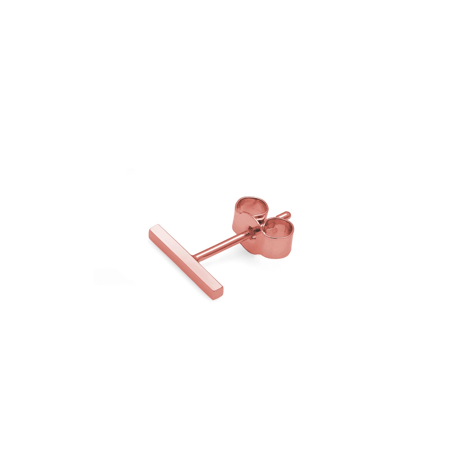 Single Bar Stud Earring - 9k Rose Gold