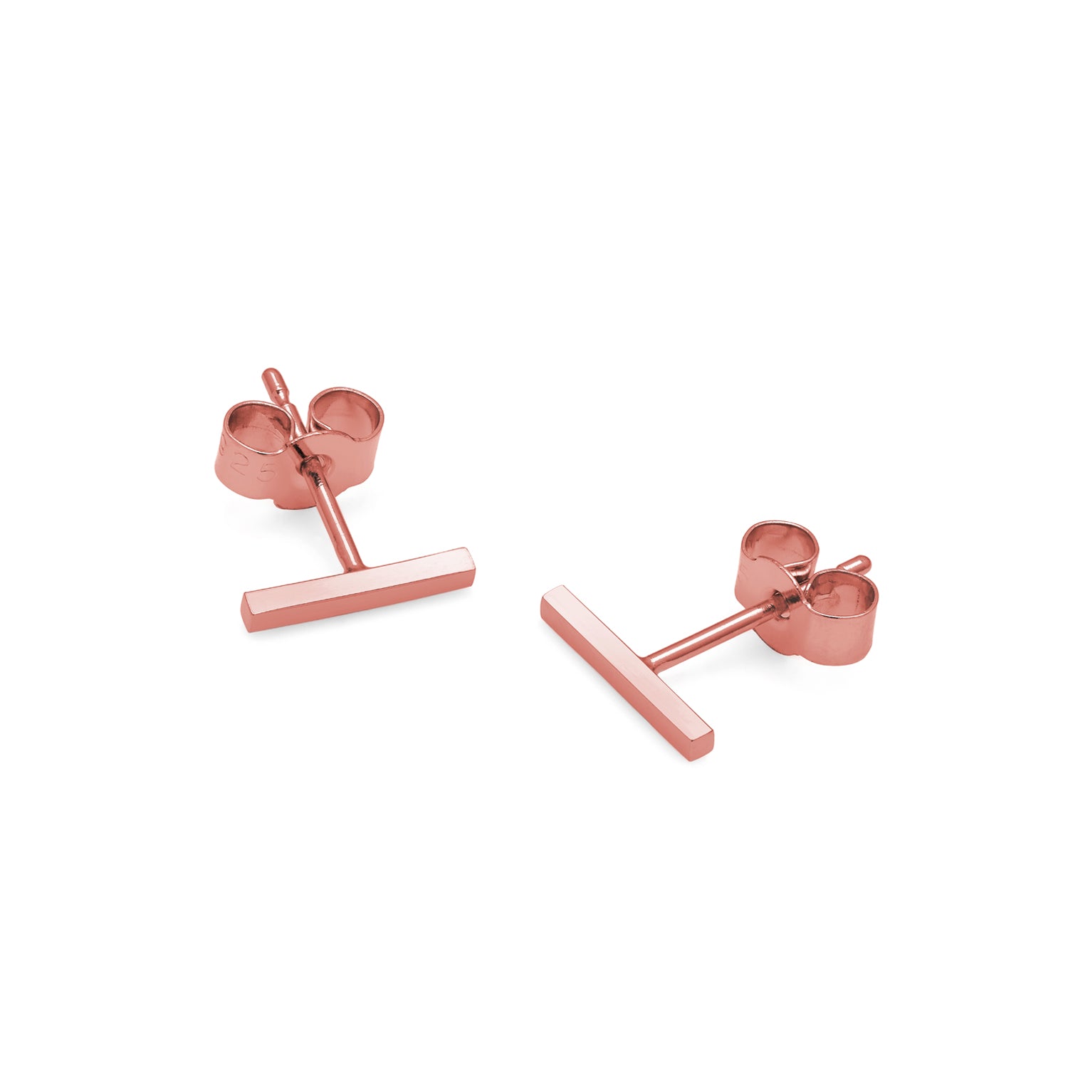 Bar Stud Earrings - 9k Rose Gold - Myia Bonner Jewellery