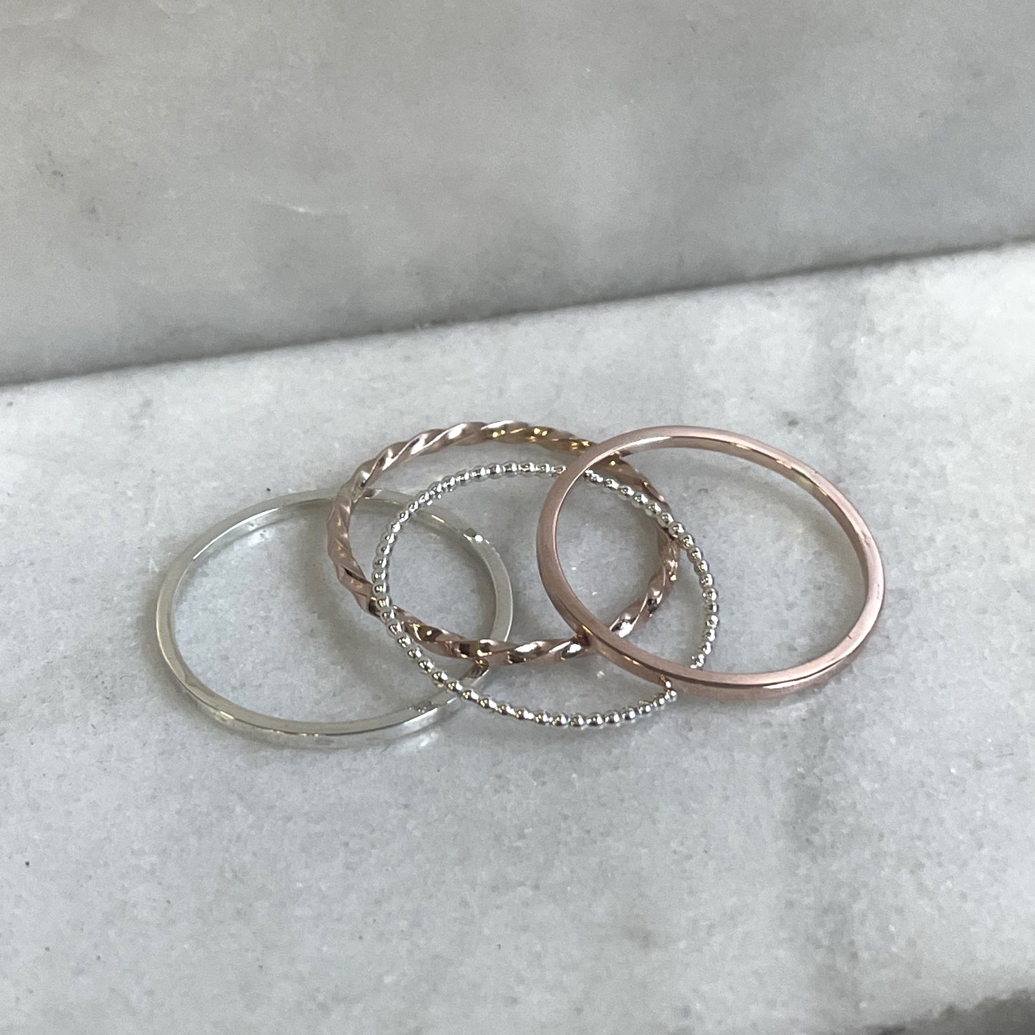 Ultra Skinny Square Stacking Ring - 9k Rose Gold