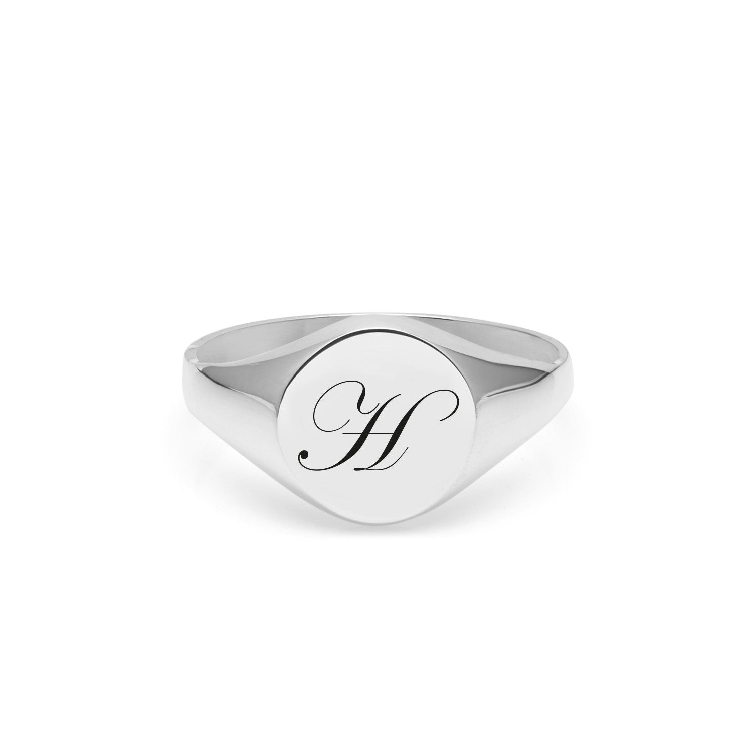 Initial H Edwardian Signet Ring - Silver