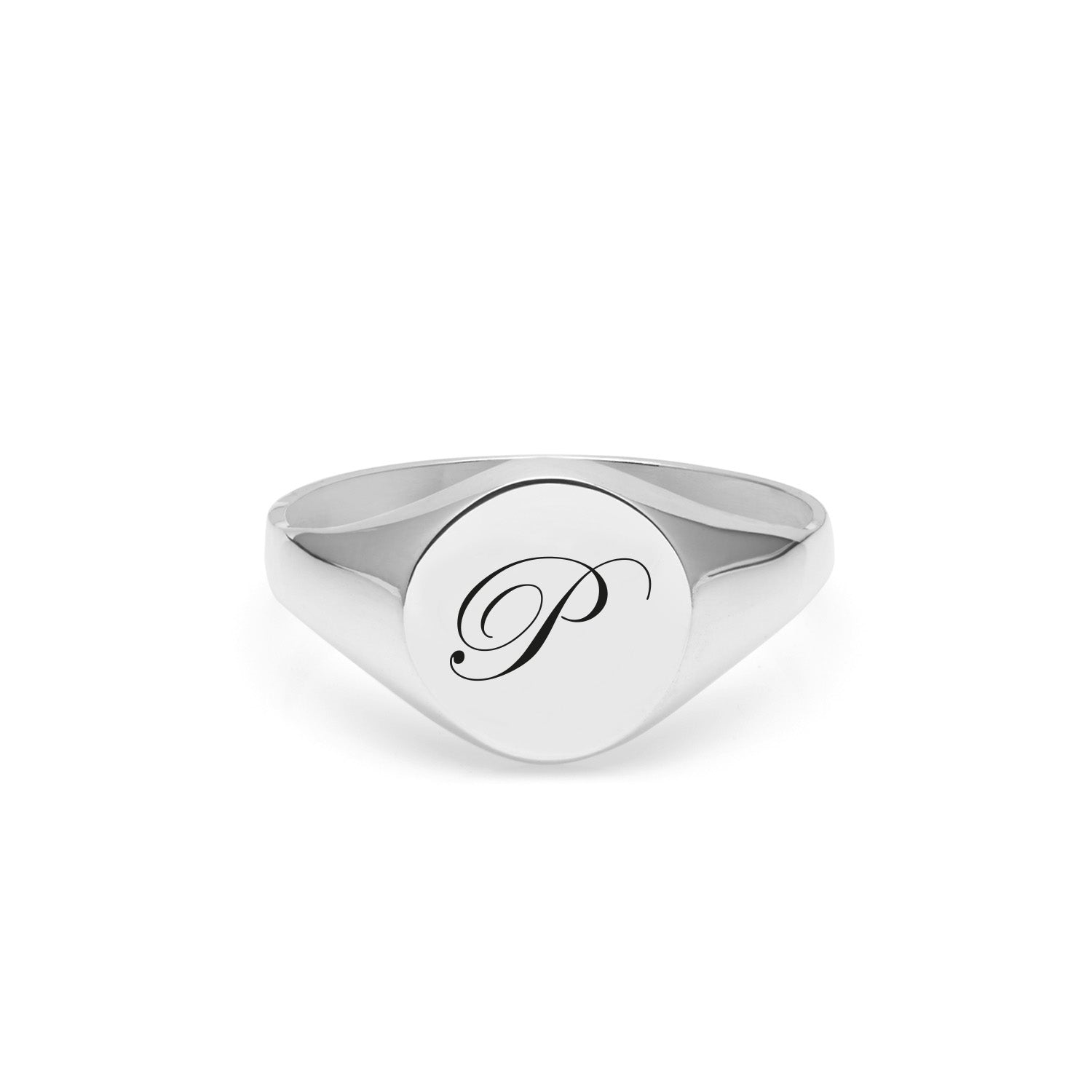 Initial P Edwardian Signet Ring - Silver