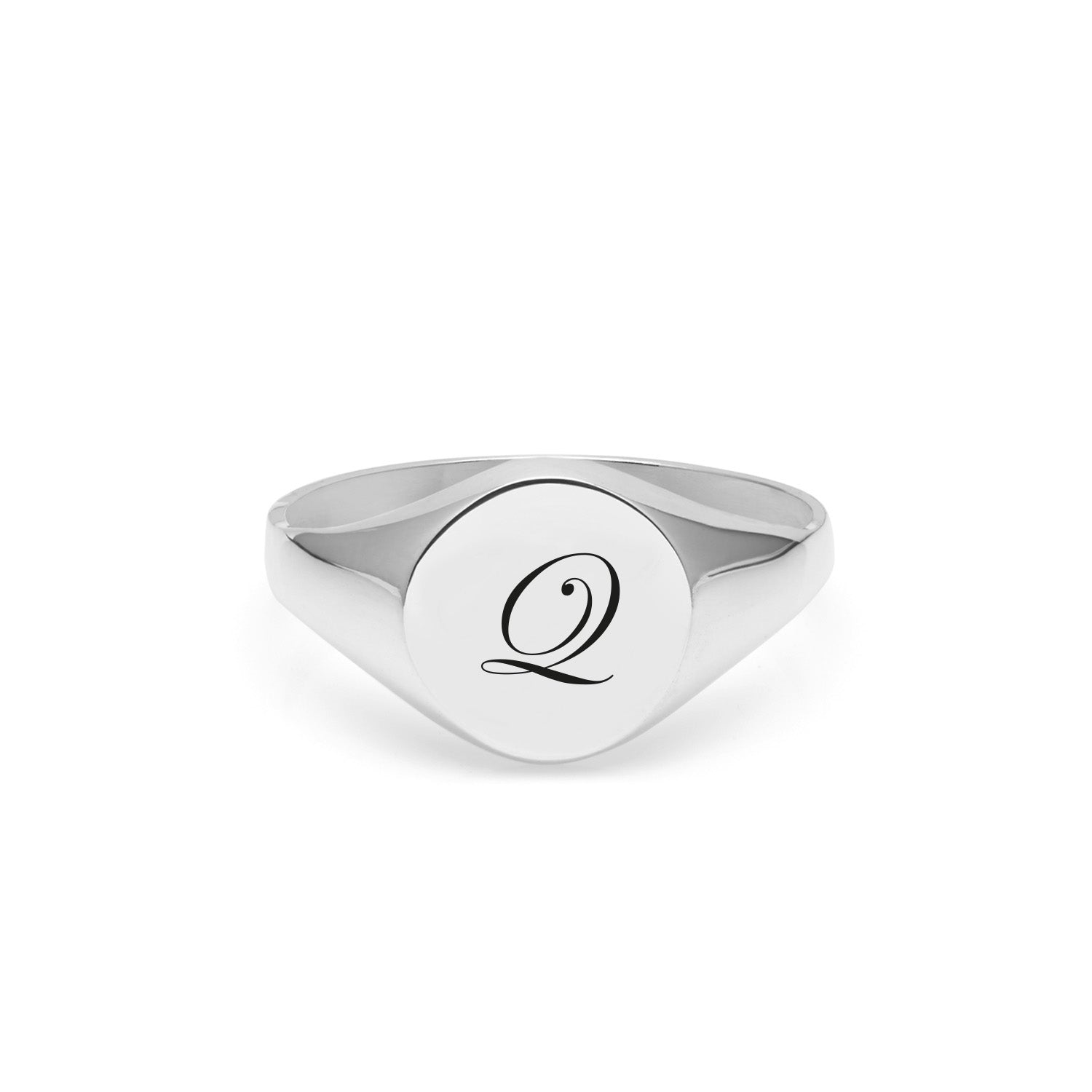 Initial Q Edwardian Signet Ring - Silver