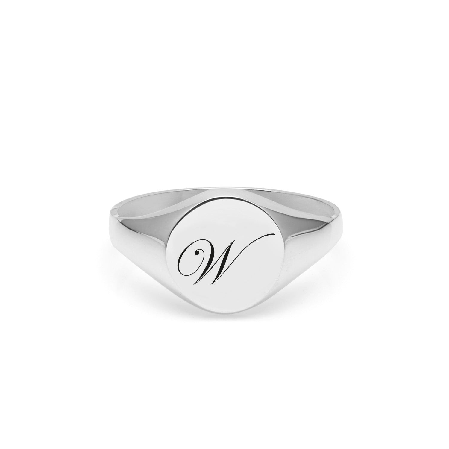 Initial W Edwardian Signet Ring - Silver