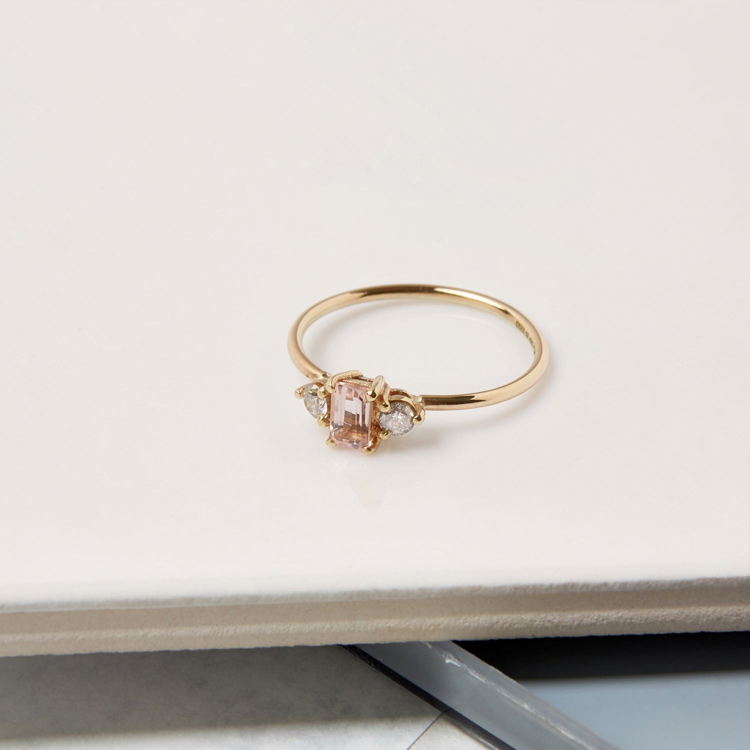 Morganite Trilogy Ring - 9k Yellow Gold