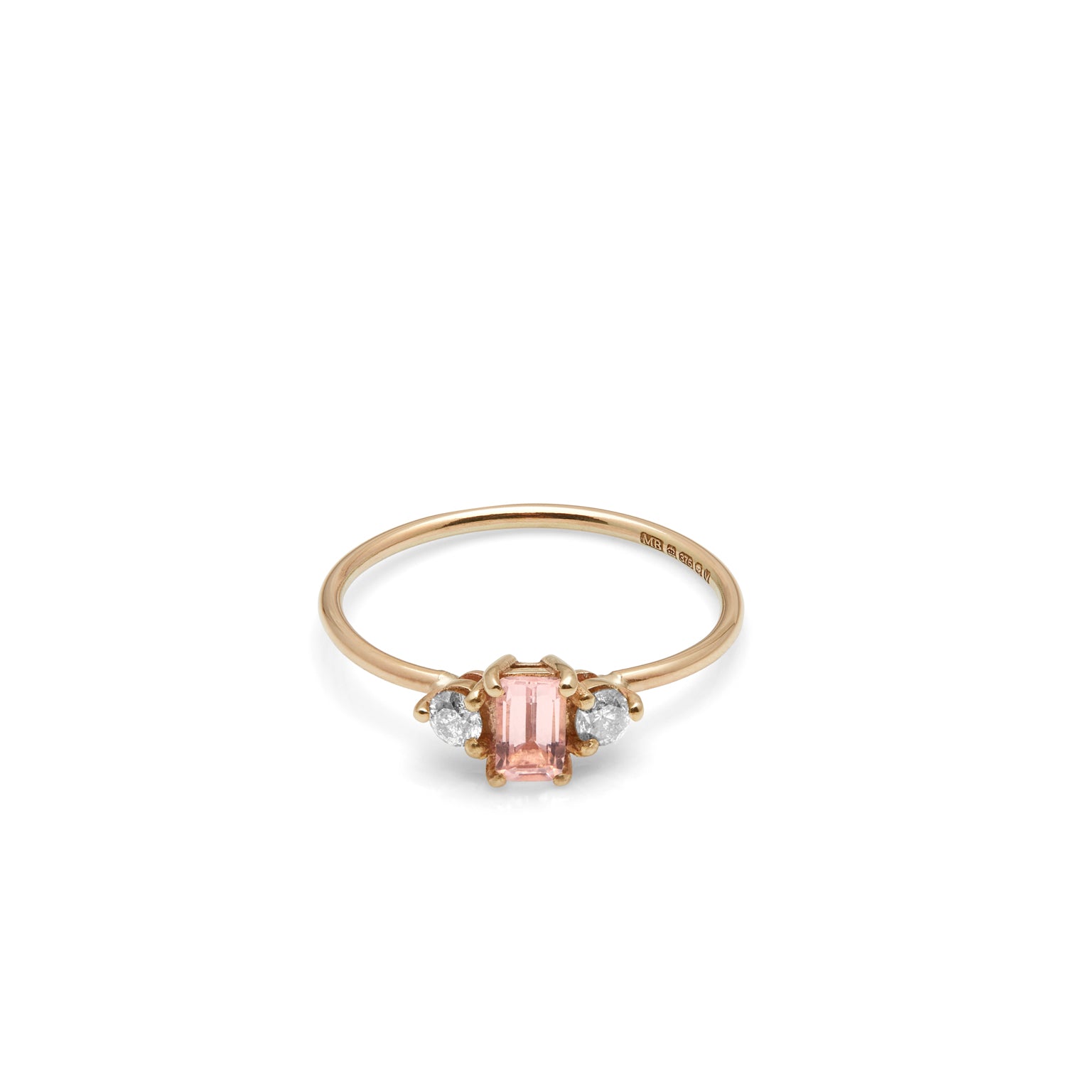 Morganite Trilogy Ring - 9k Yellow Gold