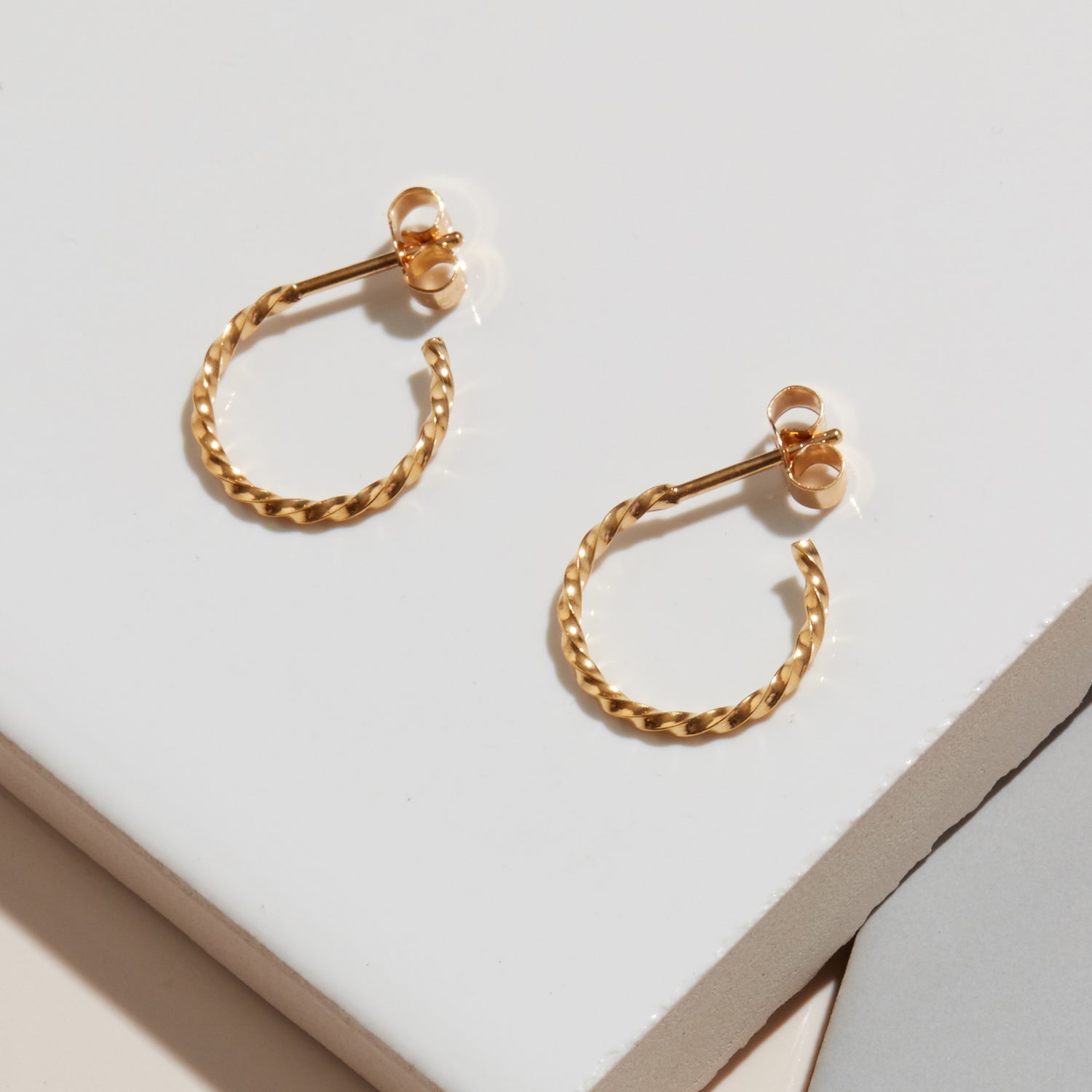 Mini Twist Hoop Stud Earrings - Gold