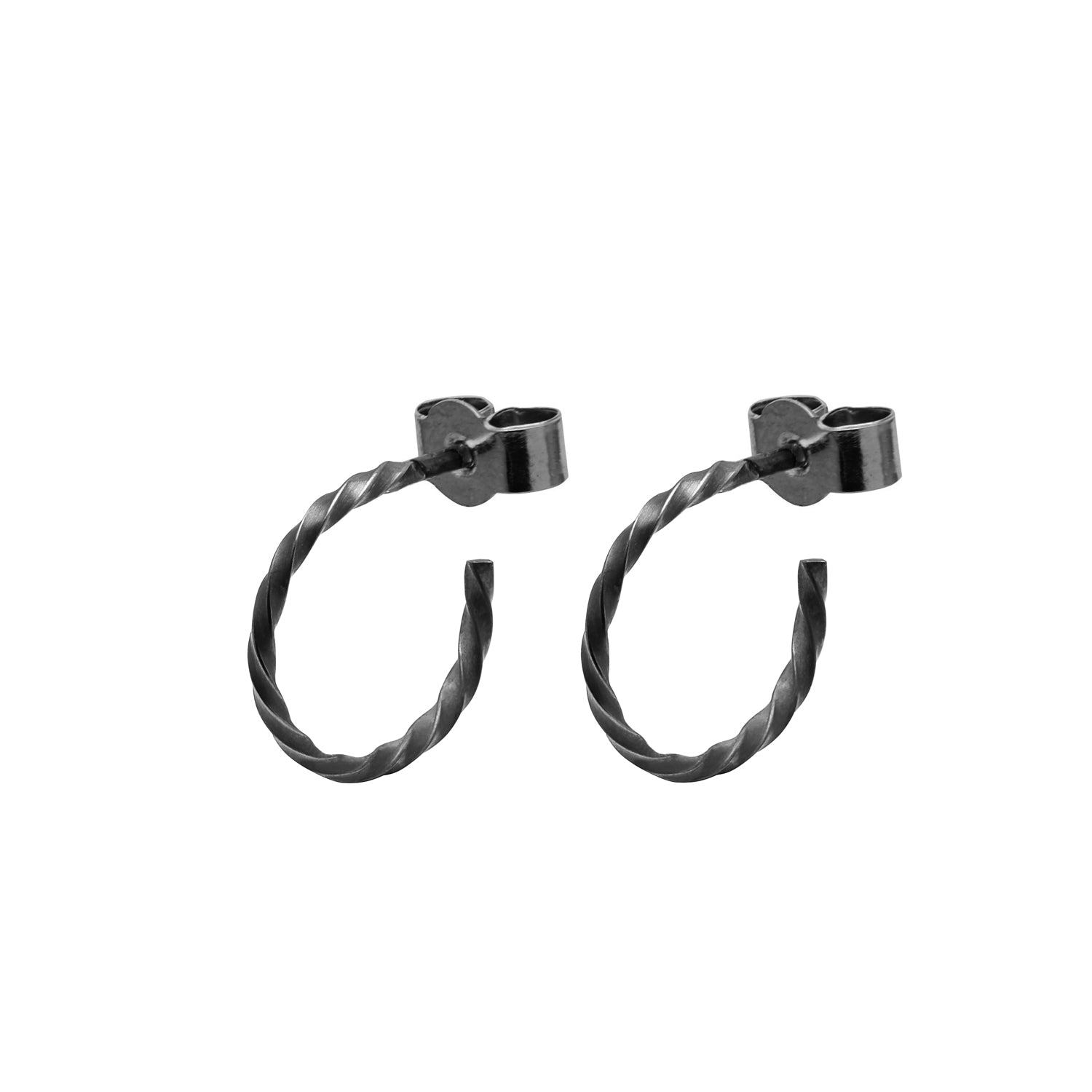 Mini Twist Hoop Earrings - Oxidised Silver - Myia Bonner Jewellery