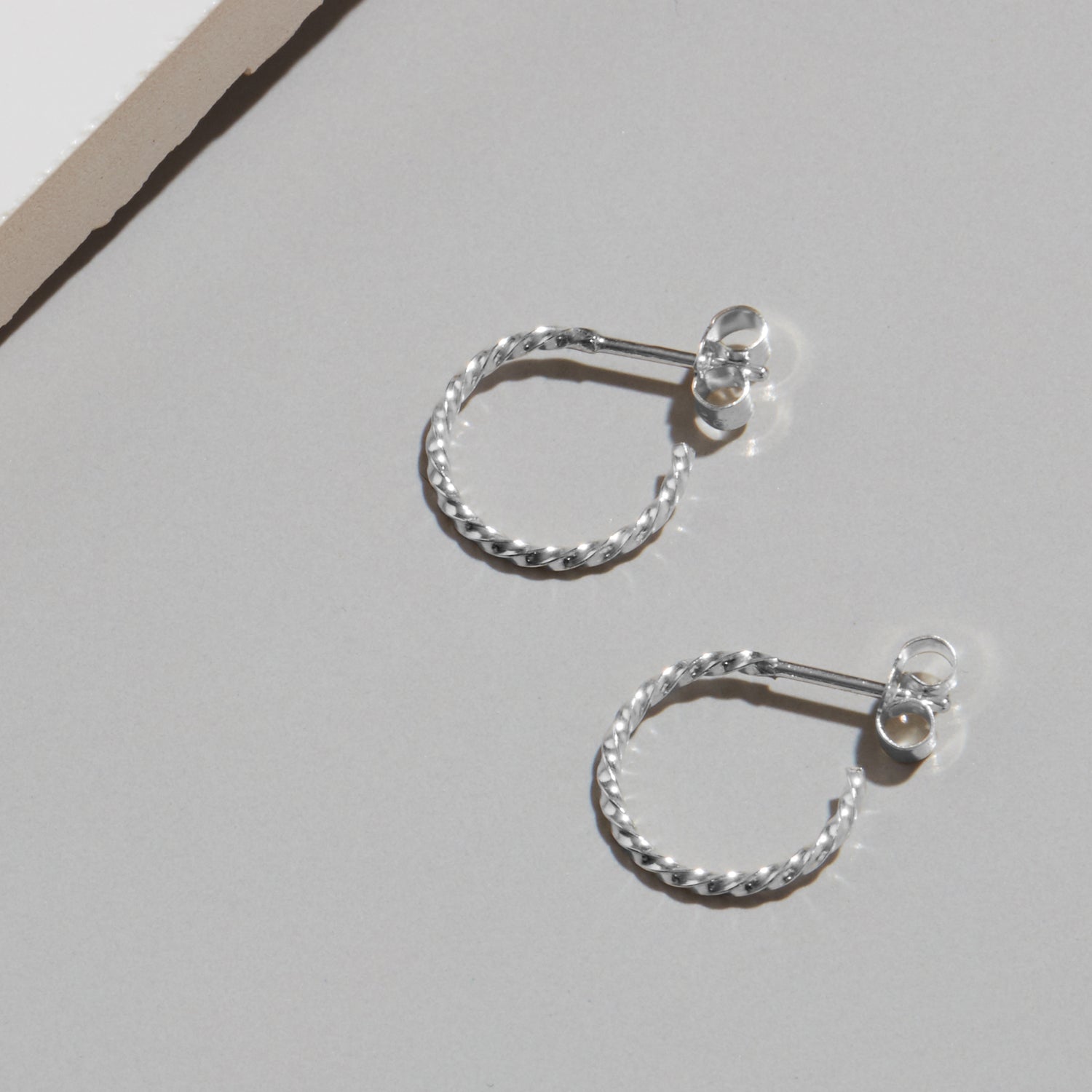 Mini Twist Hoop Stud Earrings - Silver